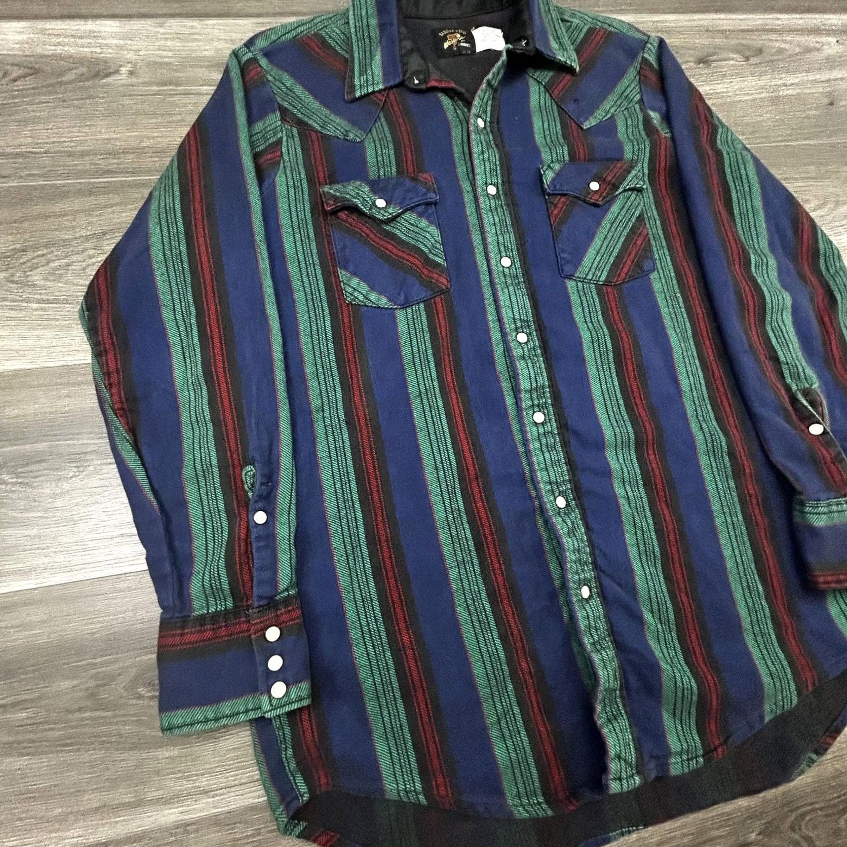 Vintage VINTAGE Saddle King Flannel Pearl Snap Shirt Mens XL Tall Blue Wool USA 70s Size US XL / EU 56 / 4 - 3 Thumbnail