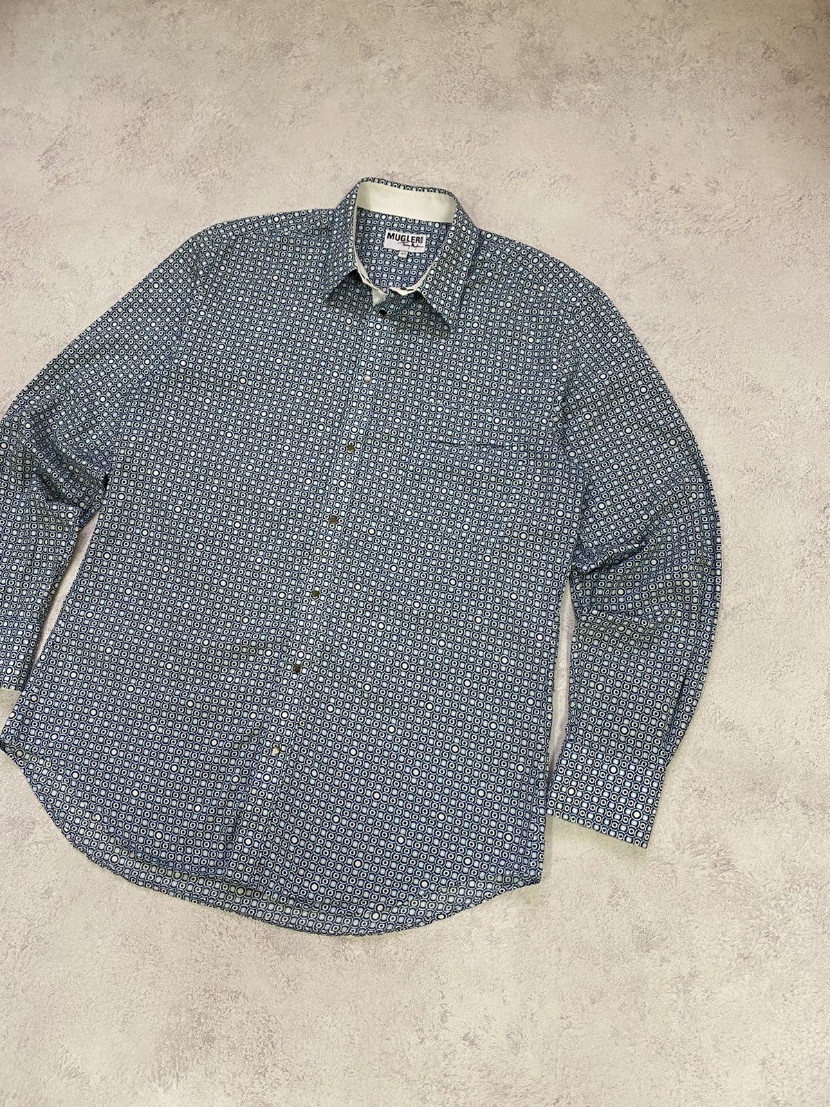 Thierry Mugler Thierry Mugler Mens Blue Designer Snap Up Shirt Size 41 Size US M / EU 48-50 / 2 - 2 Thumbnail