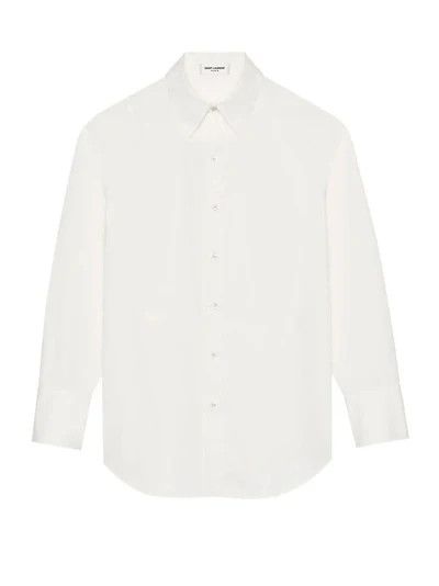 Saint Laurent Paris oc11z0126 789413 Oversized Shirt in Poplin in White Size S / US 4 / IT 40 - 7 Thumbnail