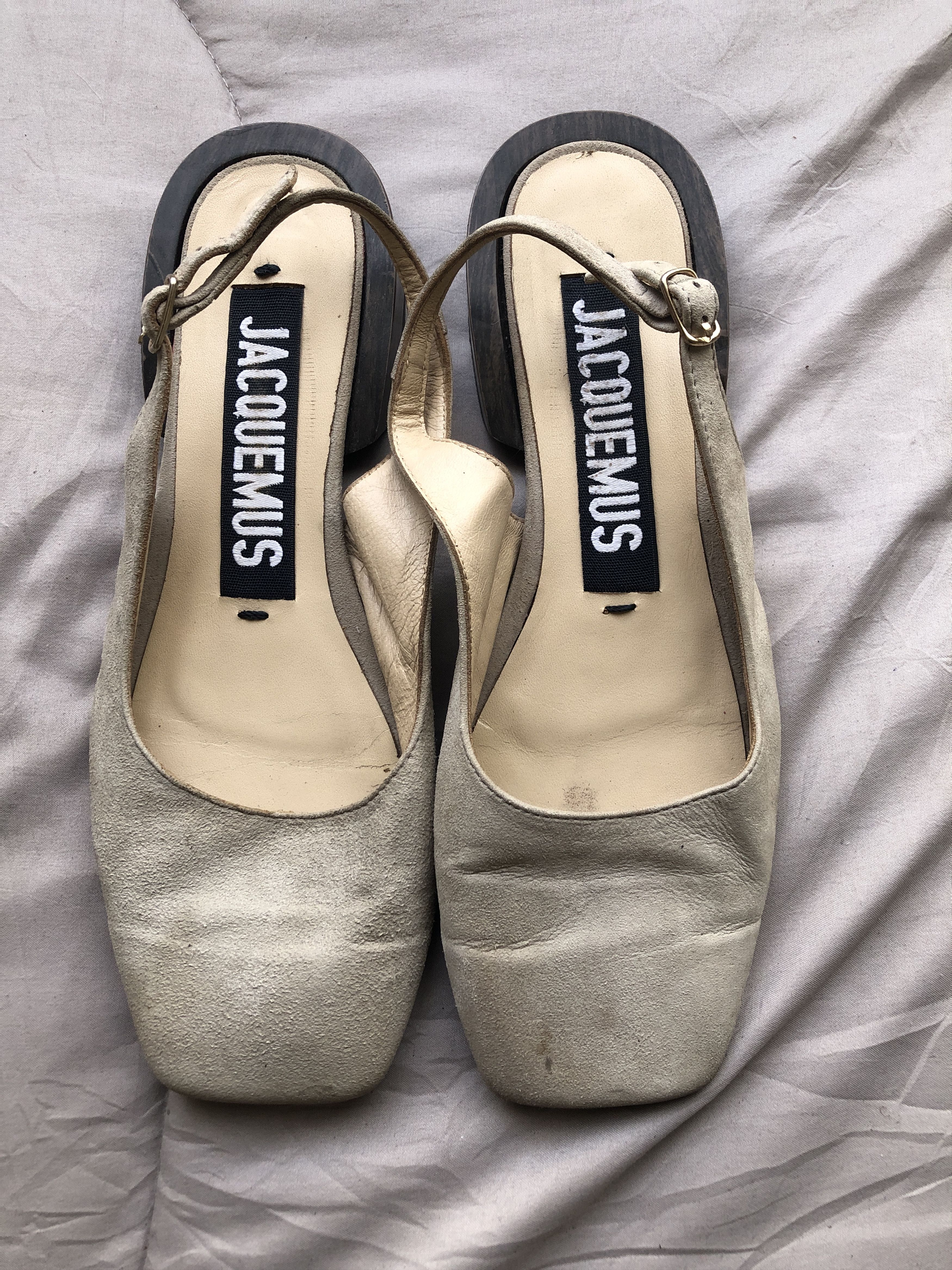 image of Jacquemus Leather Strap Flats in Green, Women's (Size 7)