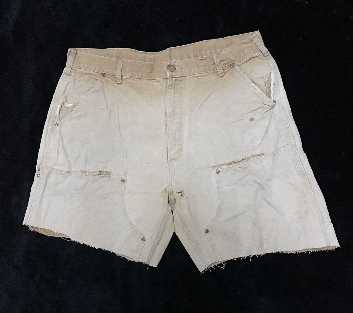 image of Distress Destroy Carhartt Double Knee Shortpant in Light Brown, Men's (Size 38)