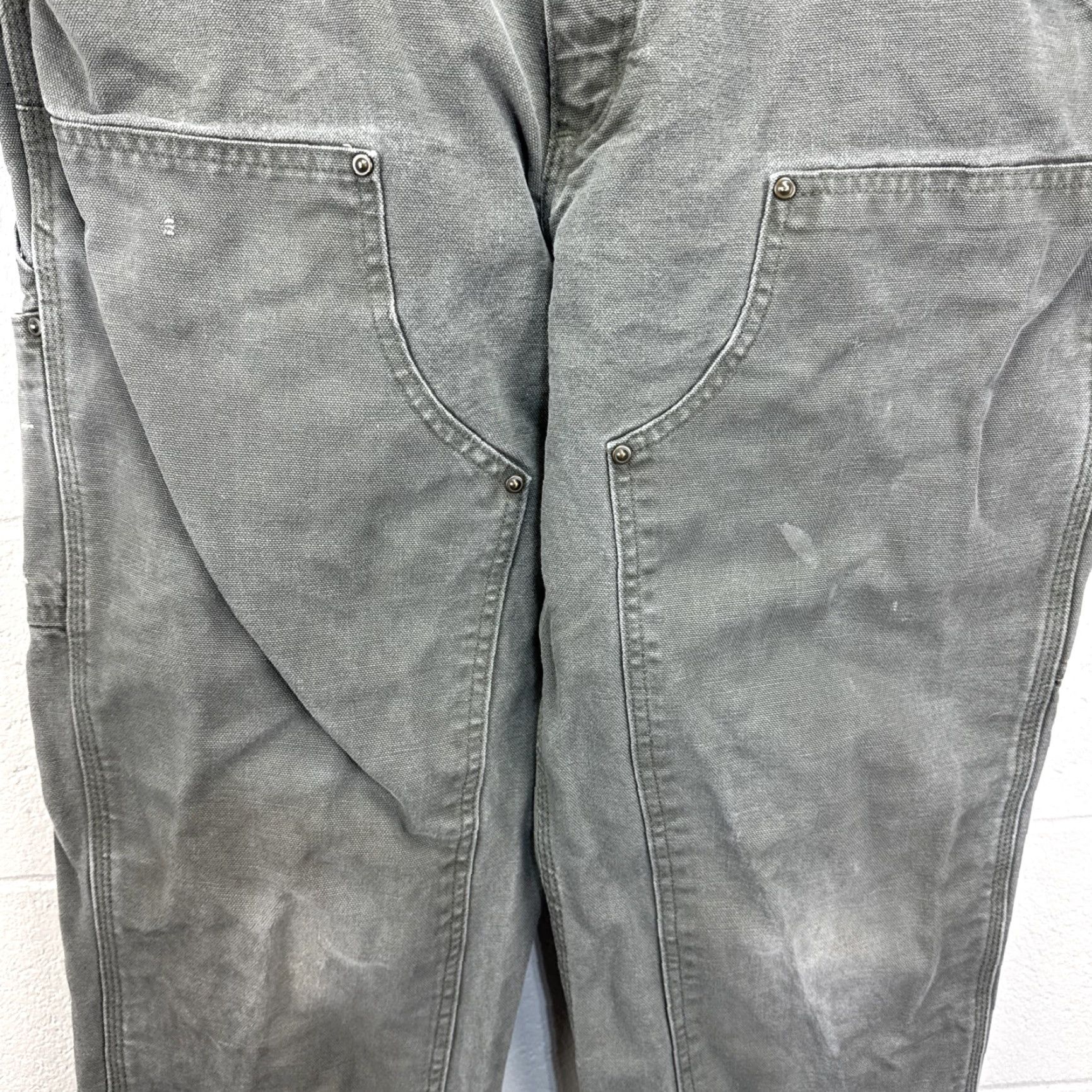 VINTAGE Carhartt Pants Men 34x32 Green Canvas 5-Pocket Dungaree Double Knee Workwear Casual 90s Grunge Mens