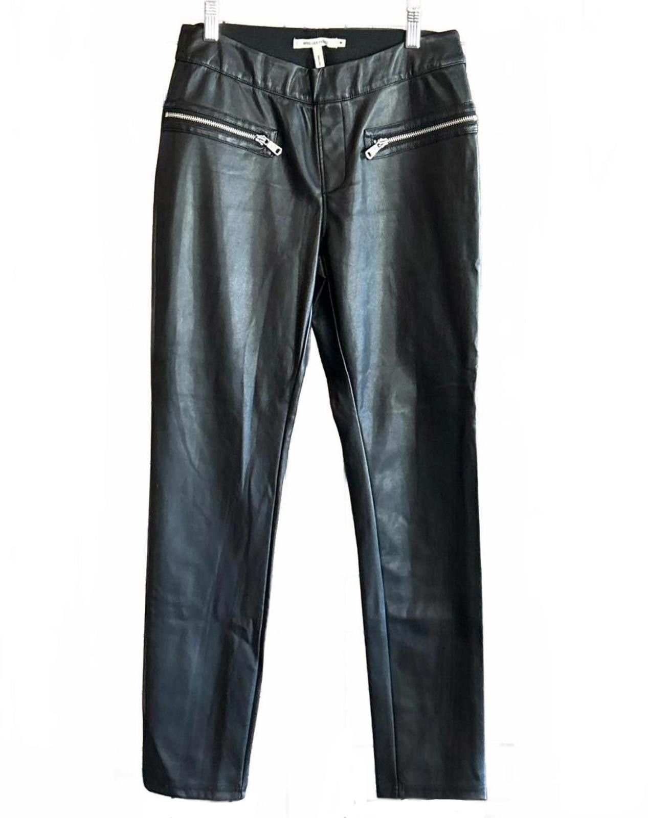 Designer NWOT Avec Les Filles Faux Leather Pants Sz M Black Pull On Size 32" / US 10 / IT 46 - 1 Thumbnail