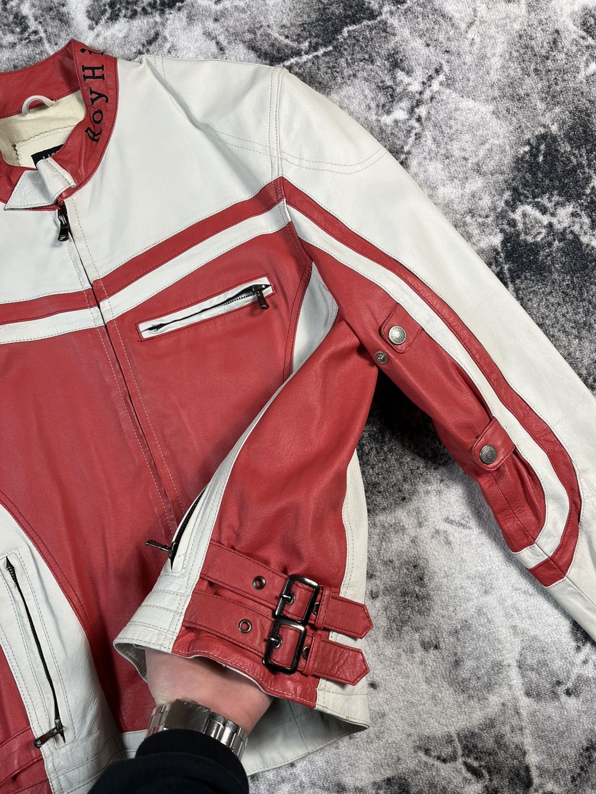 Leather J.J.Scott Leather Racing Jacket Red White Moto L Size US L / EU 52-54 / 3 - 10 Thumbnail