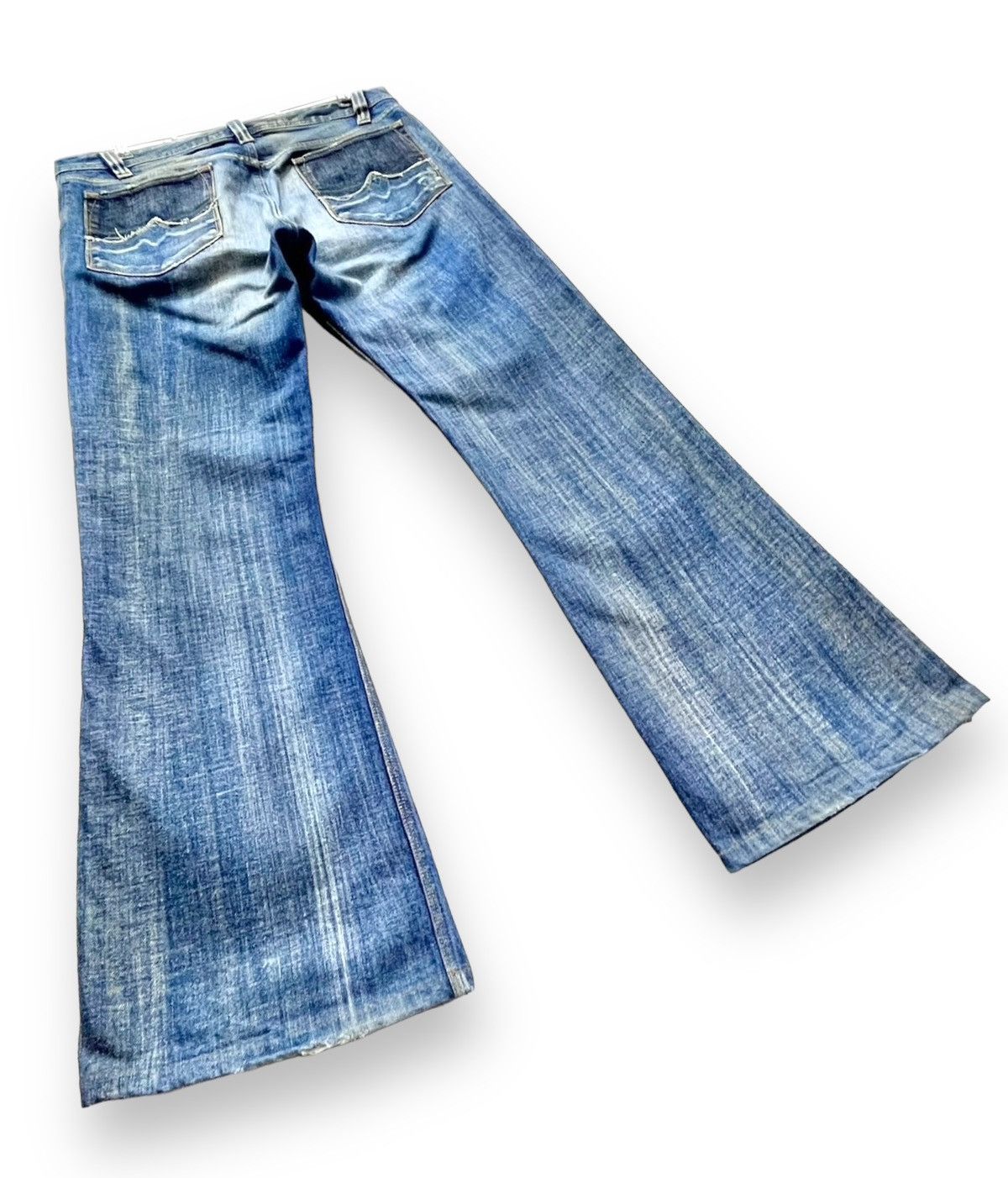 Diesel FYE PUNK🔥DIESEL Distressed Denim Wide Leg Super FLARE Jeans Size US 32 / EU 48 - 7 Thumbnail