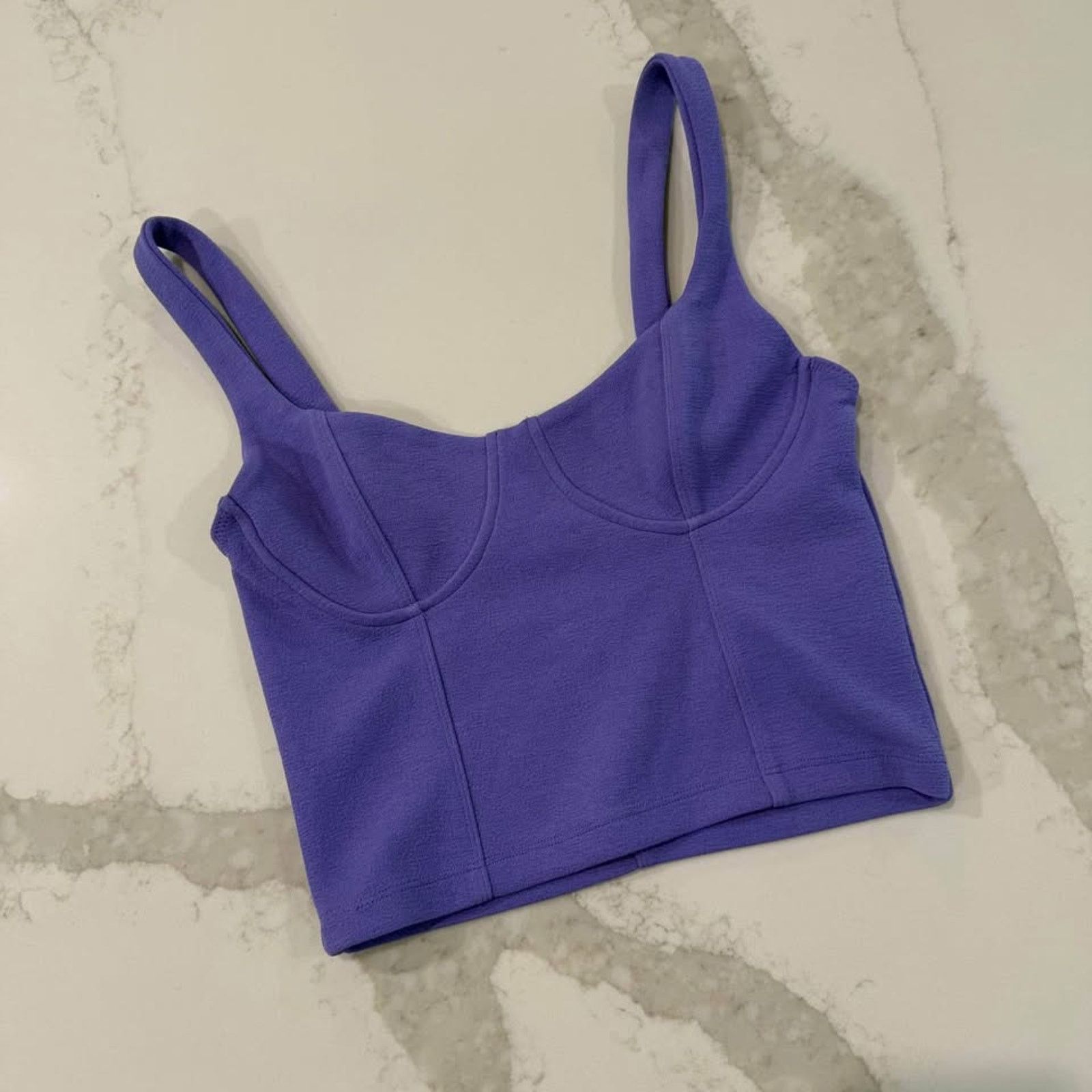 Zara Zara Textured Bustier Corset CropTop Womens Small Purple Size S / US 4 / IT 40 - 1 Thumbnail