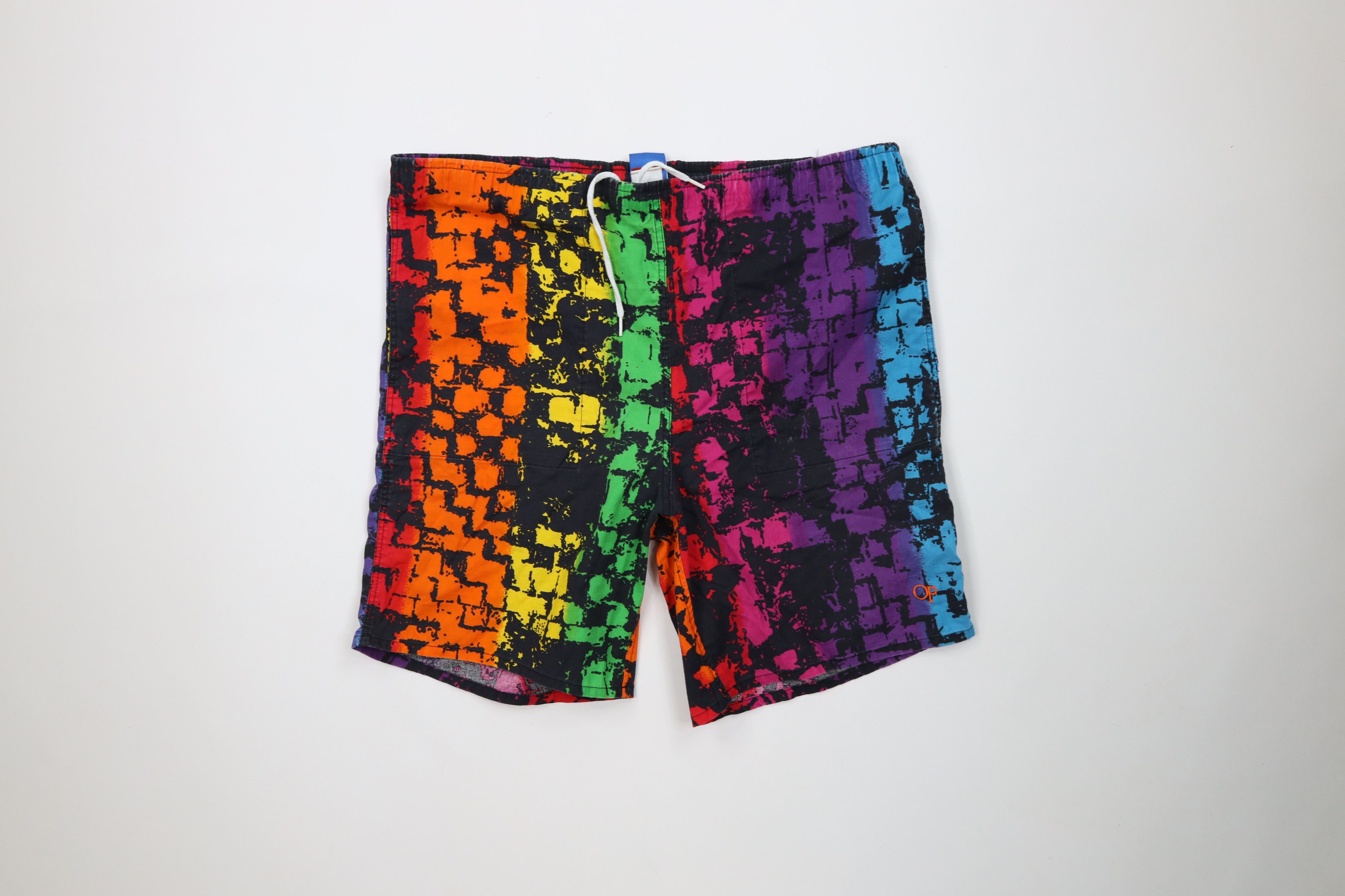 Ocean Pacific Vintage 90s Ocean Pacific OP Rainbow Lined Surf Shorts USA Size US 34 / EU 50 - 1 Thumbnail