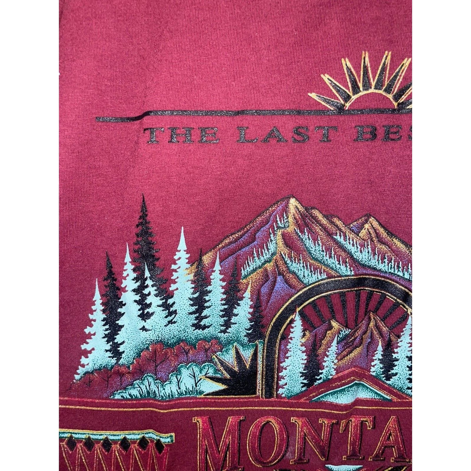 Jerzees Vintage Montana Red Shirt The Last best Place Tee VTG 90s M Size US M / EU 48-50 / 2 - 3 Thumbnail