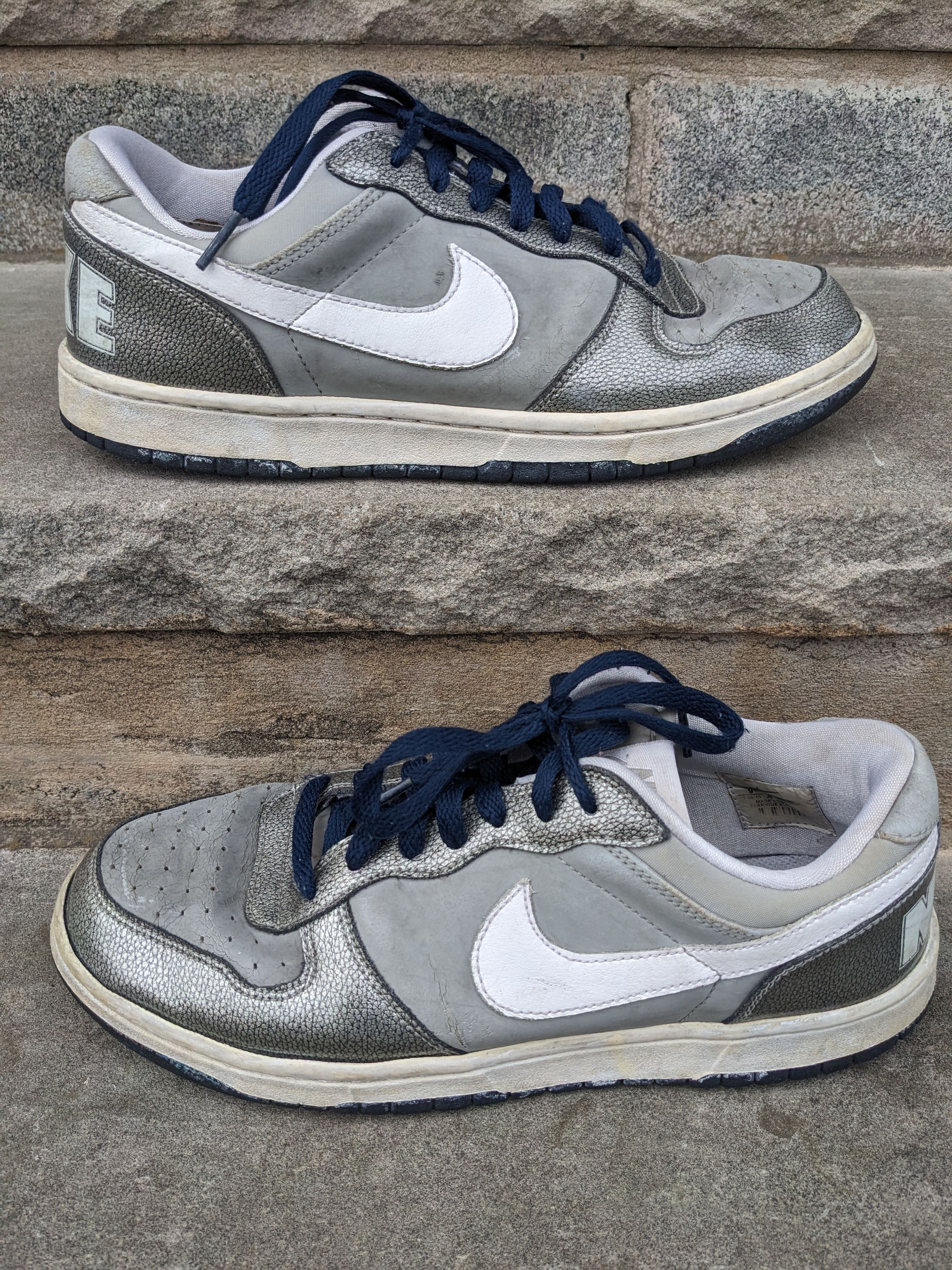 Nike × Vintage Nike Big Spell Out Low Silver Lace Up 355152-005 Mens Size 9 Size US 9 / EU 42 - 1 Thumbnail