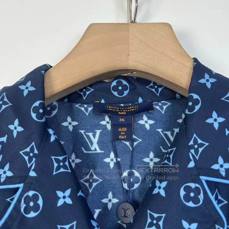 Louis Vuitton Louis Vuitton Blue full-print silk pajama shirt Size XS / US 0-2 / IT 36-38 - 3 Thumbnail