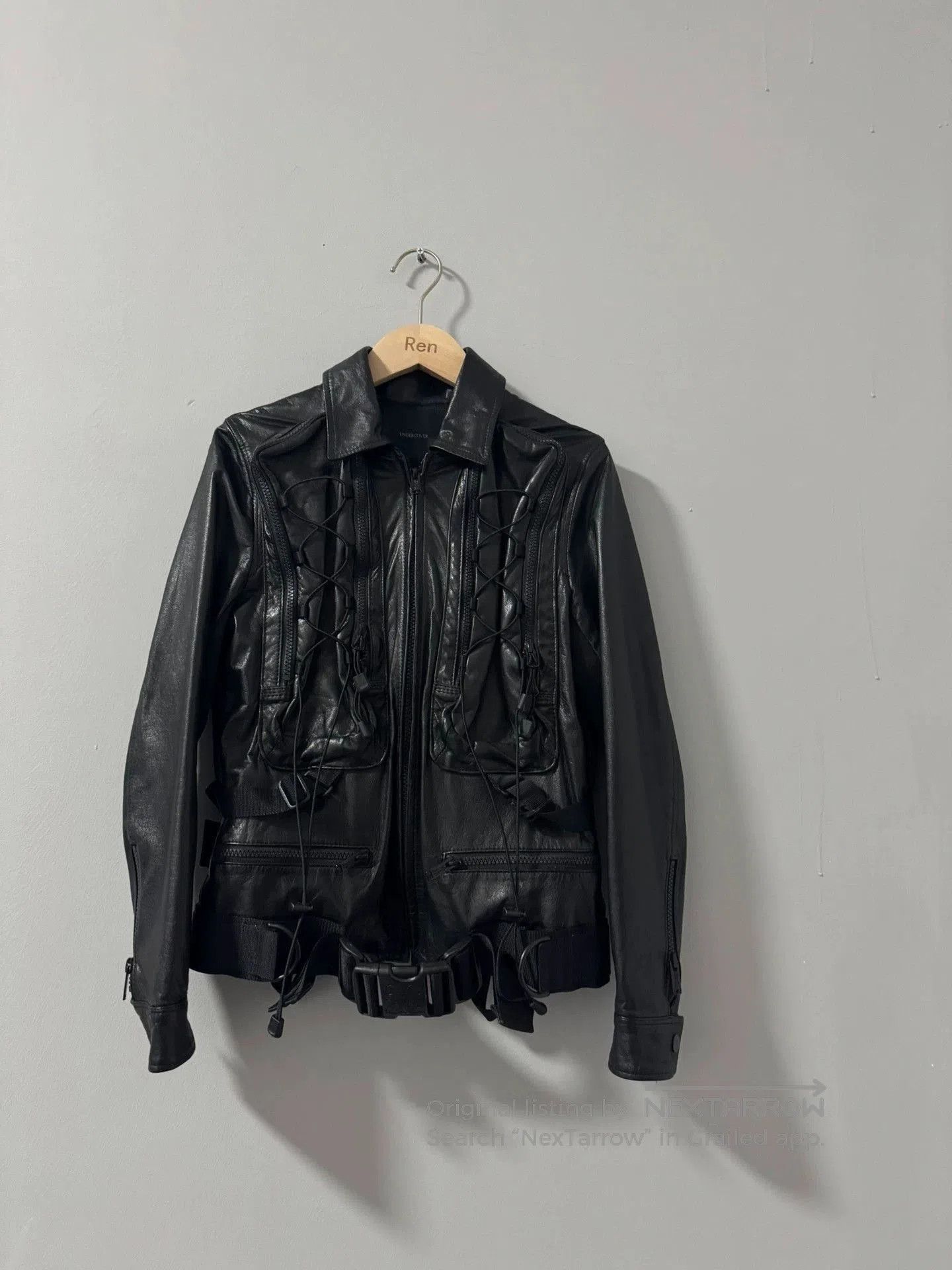 Undercover Black Leather Jacket with Utility Pockets and Straps. Size US S / EU 44-46 / 1 - 7 Thumbnail