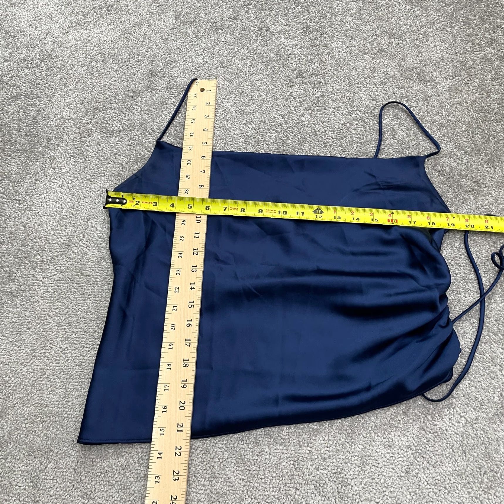 AQUA Aqua Satin Camisole Tank Top Womens L Navy Blue Spaghetti Strap Sleeveless Tunic Dressy Casual Size L / US 10 / IT 46 - 6 Thumbnail