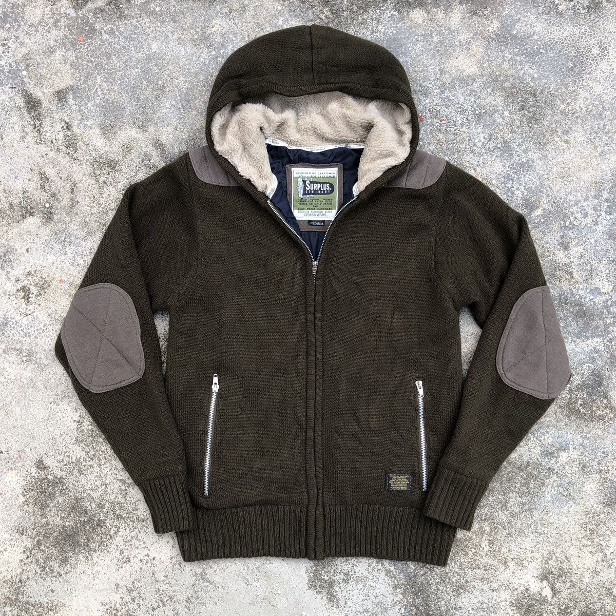 Japanese Brand Surplus Seminary Knitted Shoulder Patch Hoodie Jacket Size US S / EU 44-46 / 1 - 1 Thumbnail