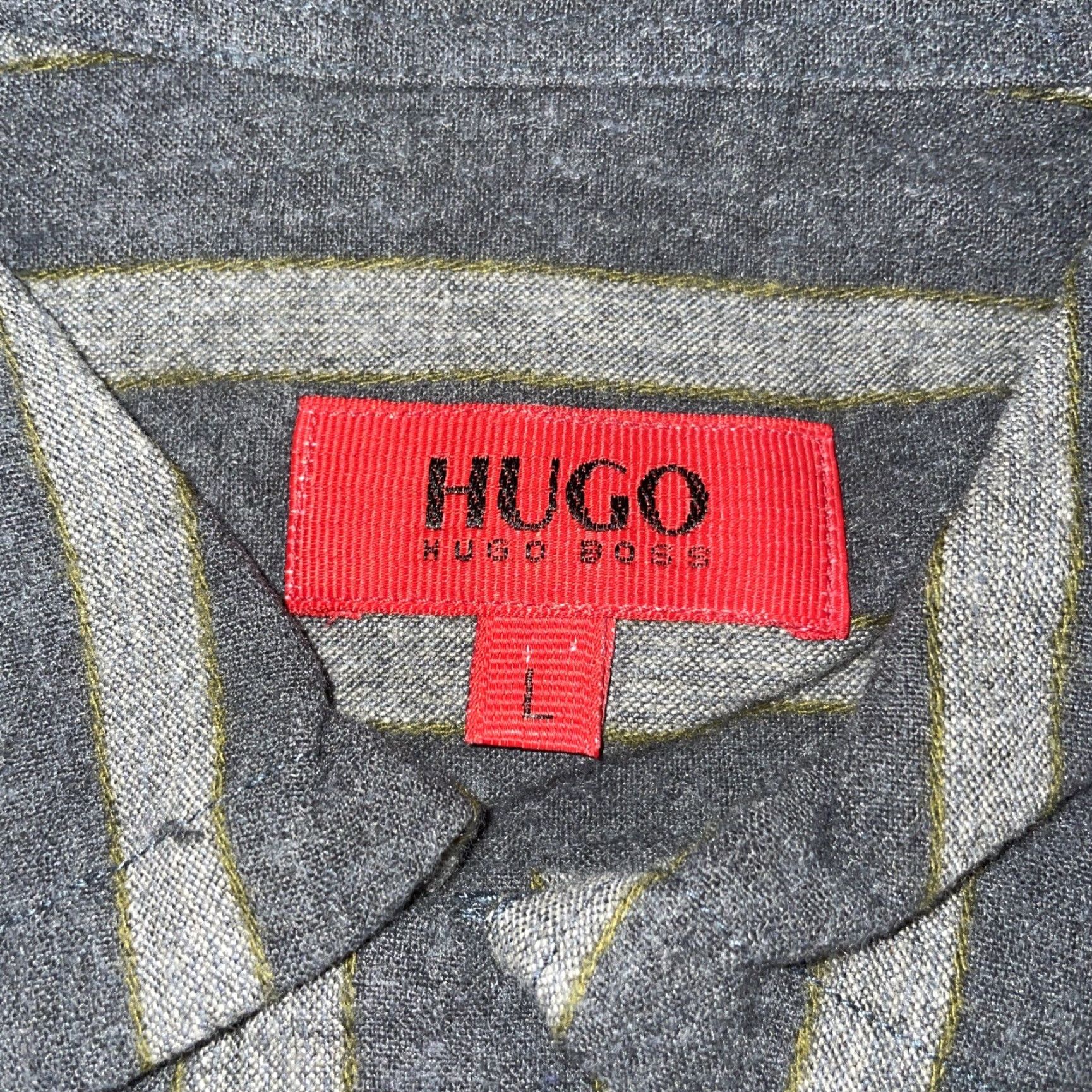 Hugo Boss HUGO BOSS Striped Button-Up Shirt Mens L Long Sleeve Gray, Button-Up, Regular, Men, Pre-owned, Shirt, Hugo Boss, Striped, L Size US L / EU 52-54 / 3 - 3 Thumbnail