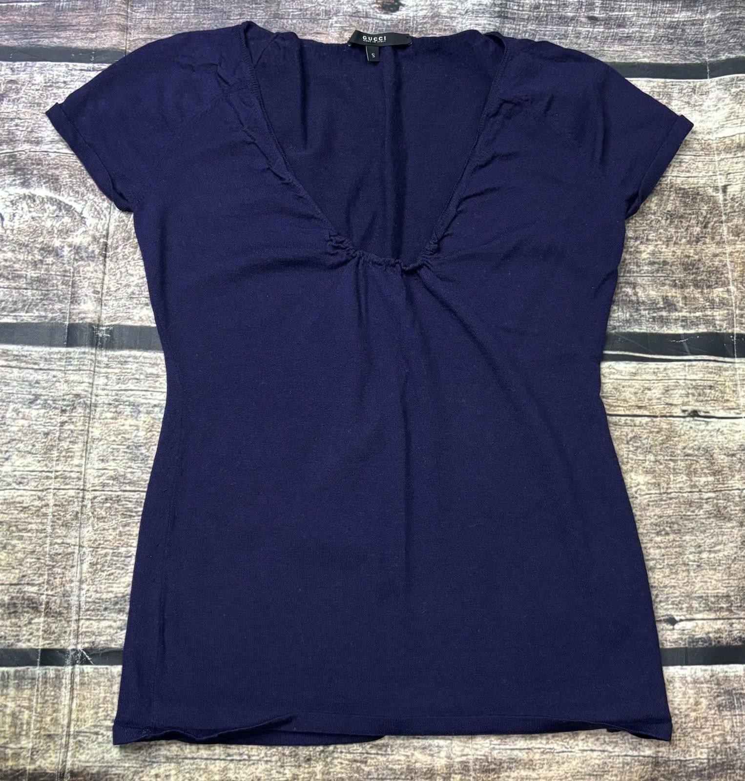 Gucci Gucci Top Womens Small Virgin Fleece Wool Ruched Scoop Neck Size S / US 4 / IT 40 - 1 Thumbnail