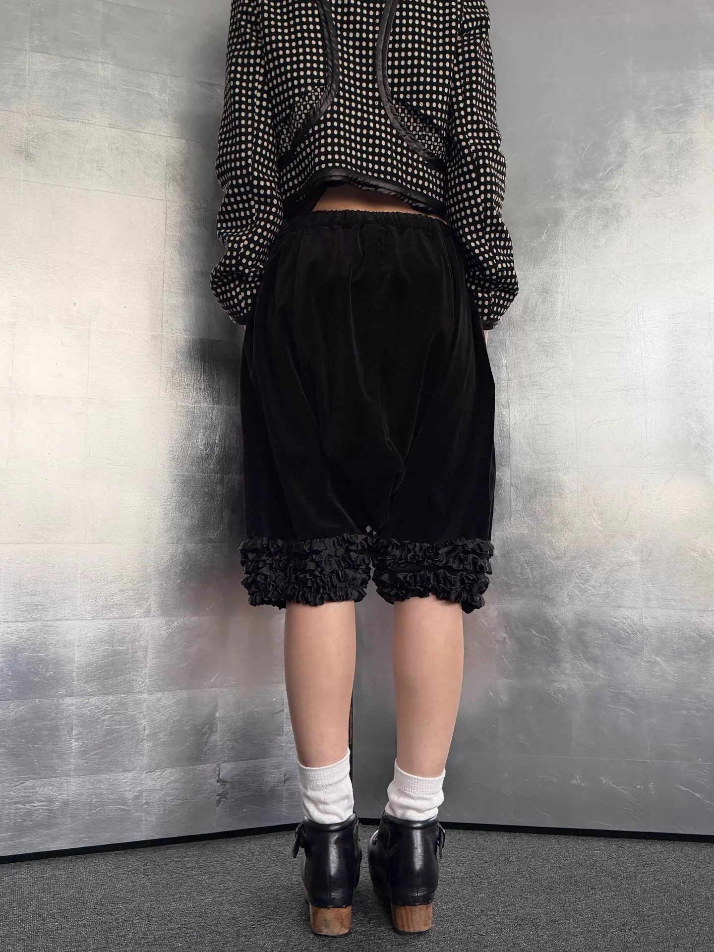 Comme des Garcons CDG Vintage Lace-Trim Velvet Elastic-Waist Slouchy Pants S Size 26" / US 2 / IT 38 - 4 Thumbnail