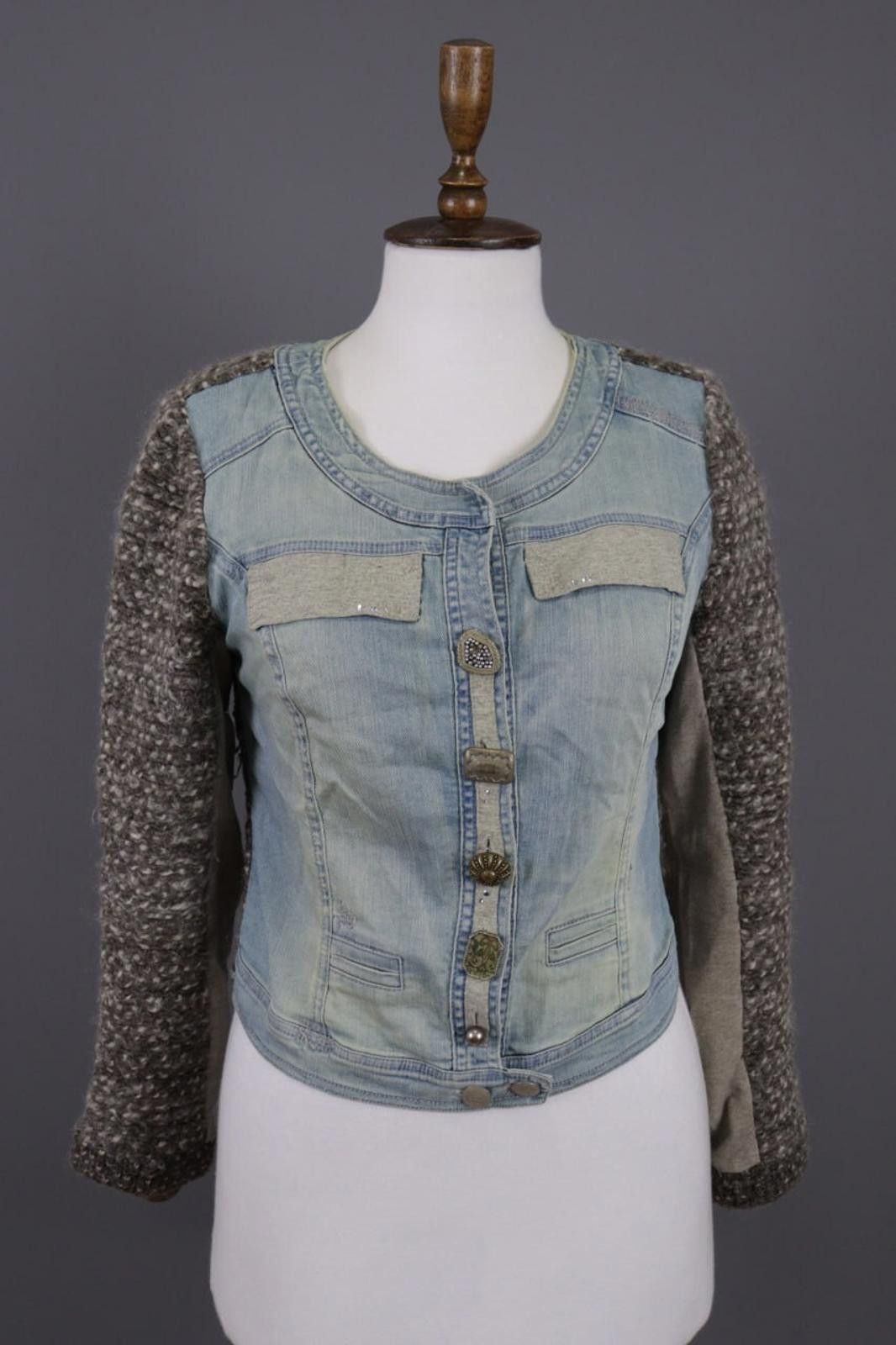 Designer Elisa Cavaletti Club Blue Denim Wool Blazer Jacket Size S Size S / US 4 / IT 40 - 1 Thumbnail