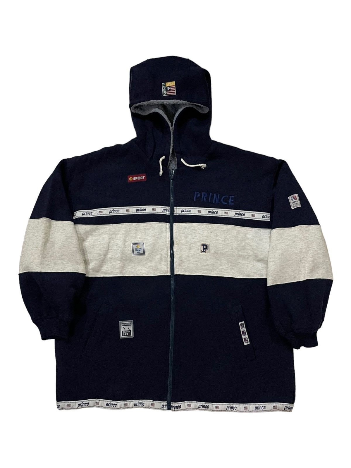 Prince × Vintage Vintage 90s Prince Tennis Faux Fleece Zip-up Hoodie Jacket Size US L / EU 52-54 / 3 - 3 Thumbnail