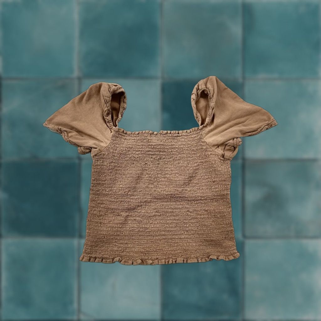 Urban Outfitters VINTAGE Urban Outfitters Shirt Womens L Large Orange Tan Smocked Crop Cottagecore Size L / US 10 / IT 46 - 1 Thumbnail