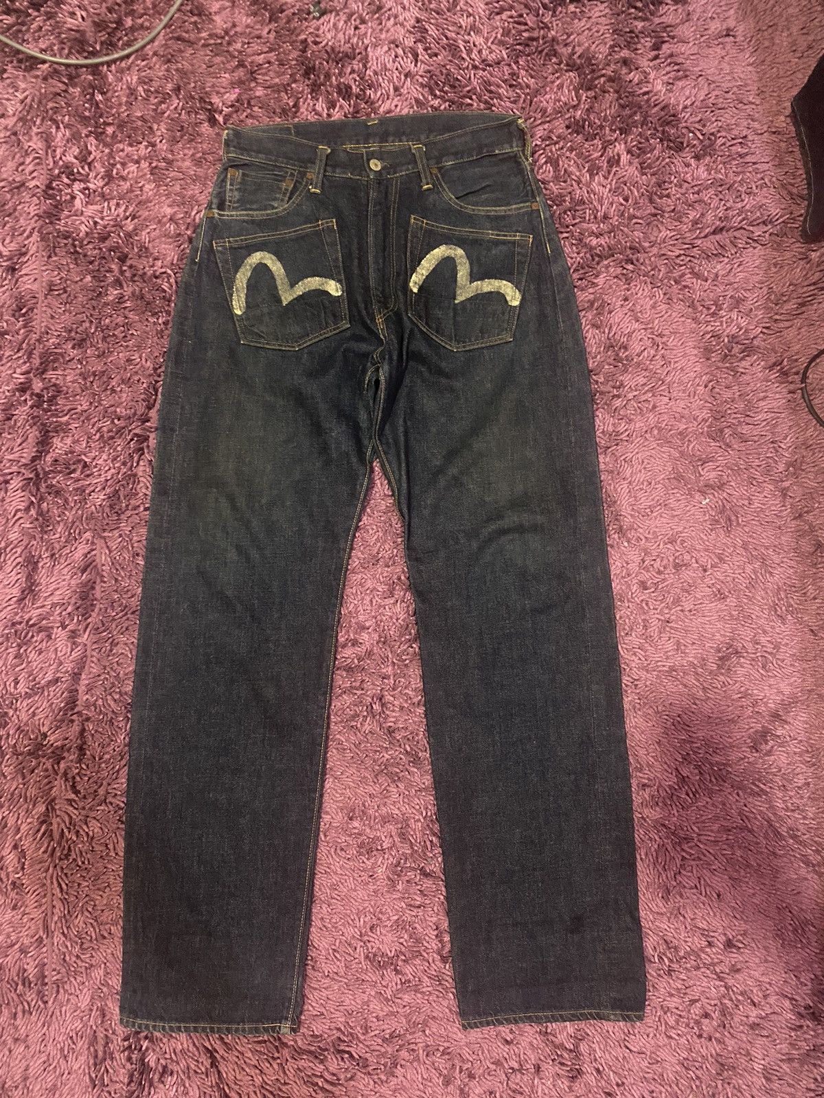 image of Evisu x Vintage Evis Multipocket Small Gull Selvedge Jeans in Blue, Men's (Size 30)