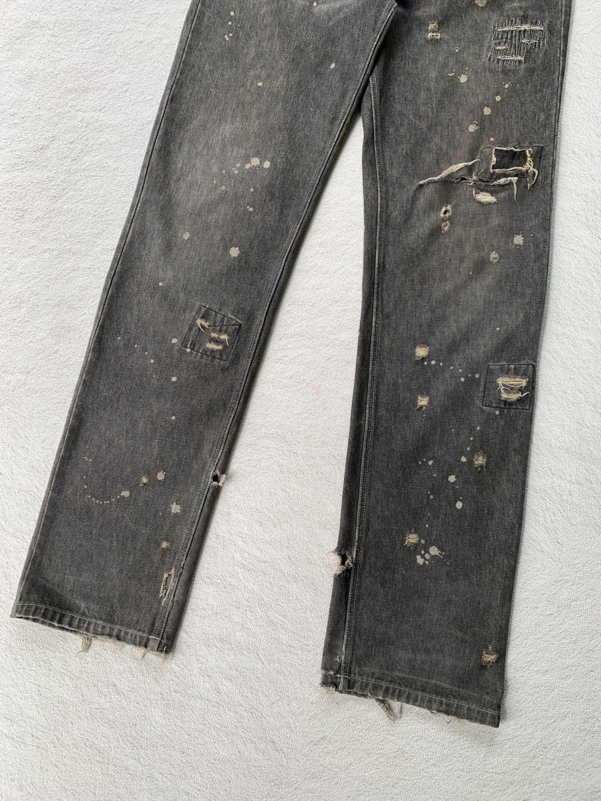 Japanese Brand 2000s Ba-tsu Distressed Denim Pants Size US 32 / EU 48 - 2 Thumbnail