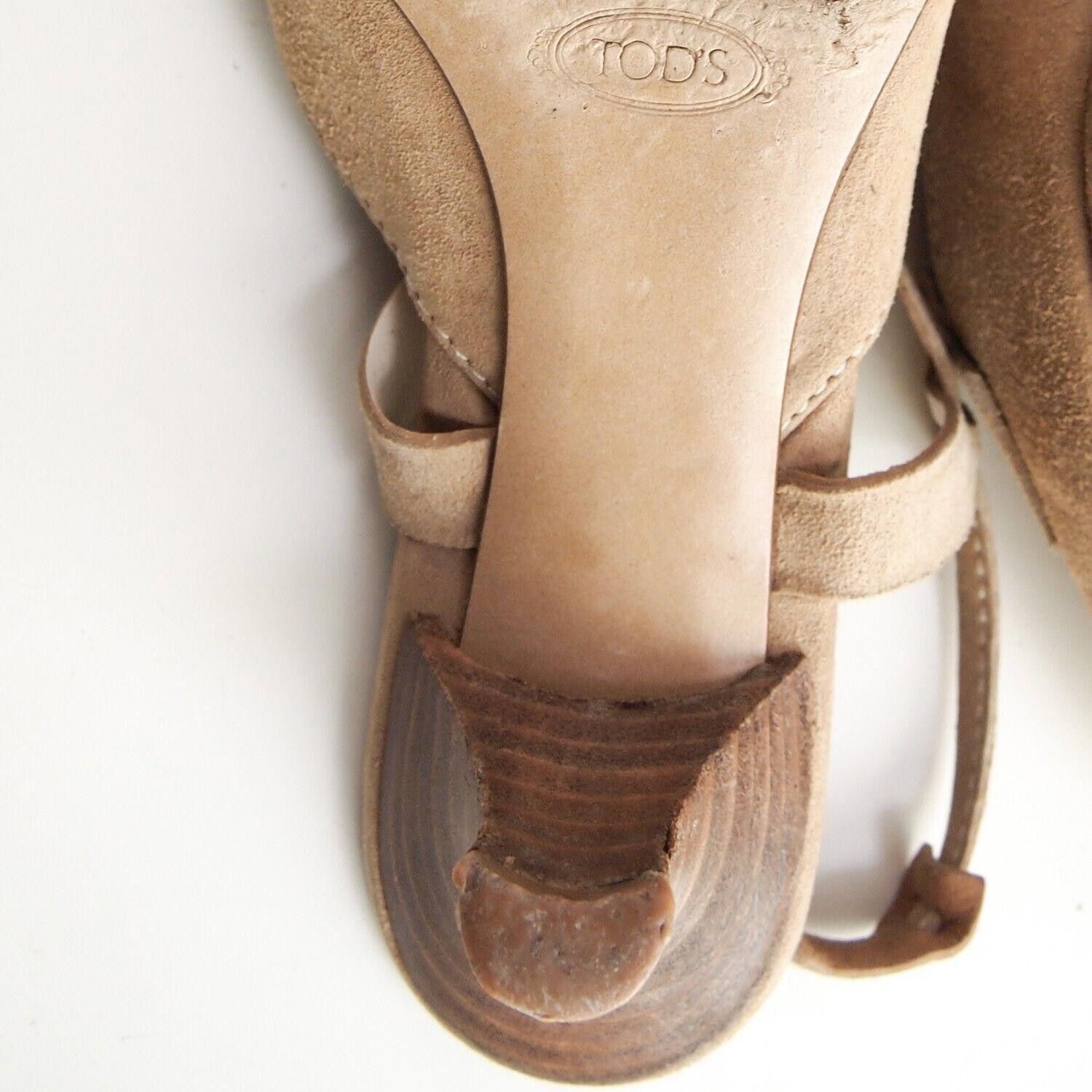 Tod's TODs Slingback Sandal Pointy Toe Mid Heel Tan US 7.5 EU 37.5 Size US 7.5 / IT 37.5 - 8 Thumbnail