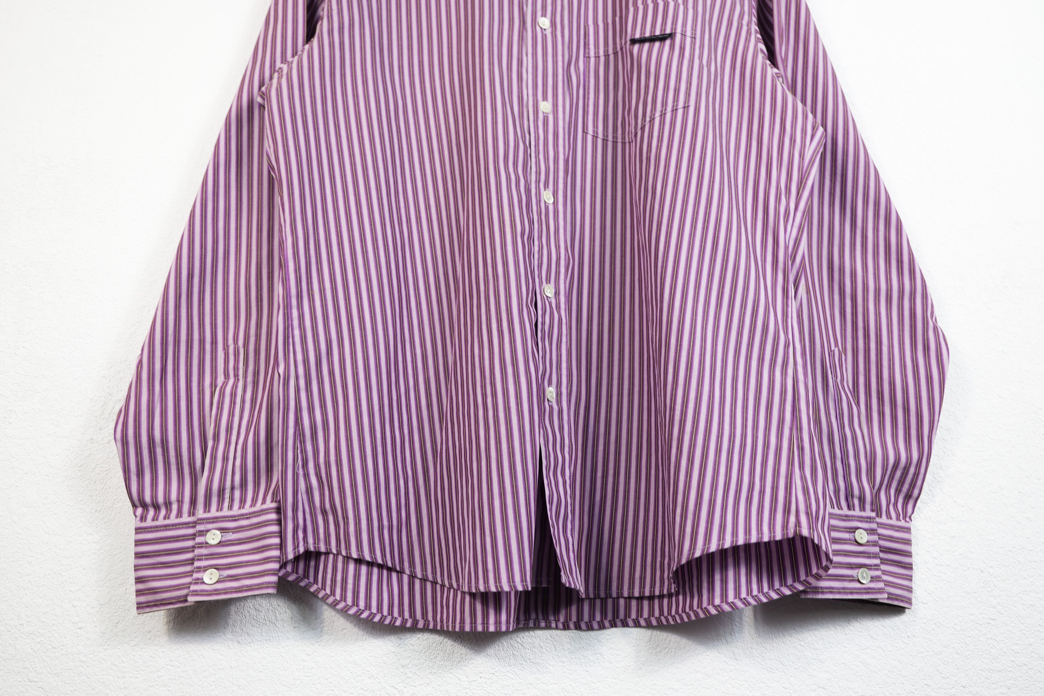 Dolce & Gabbana Dolce & Gabbana Pocket Logo Tab Purple Striped Shirt L Size US L / EU 52-54 / 3 - 3 Thumbnail