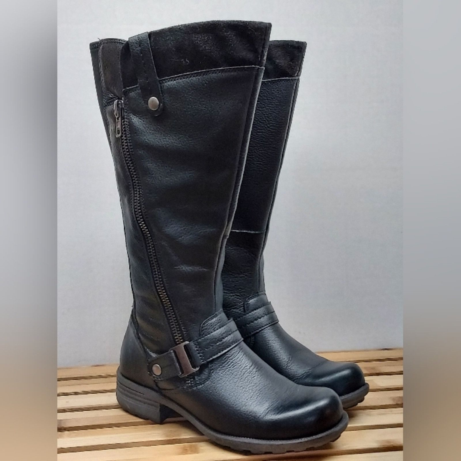 Other Earth Origins Black Leather Knee Boots Size 8.5 Wide Shaft Size US 8.5 / IT 38.5 - 2 Thumbnail