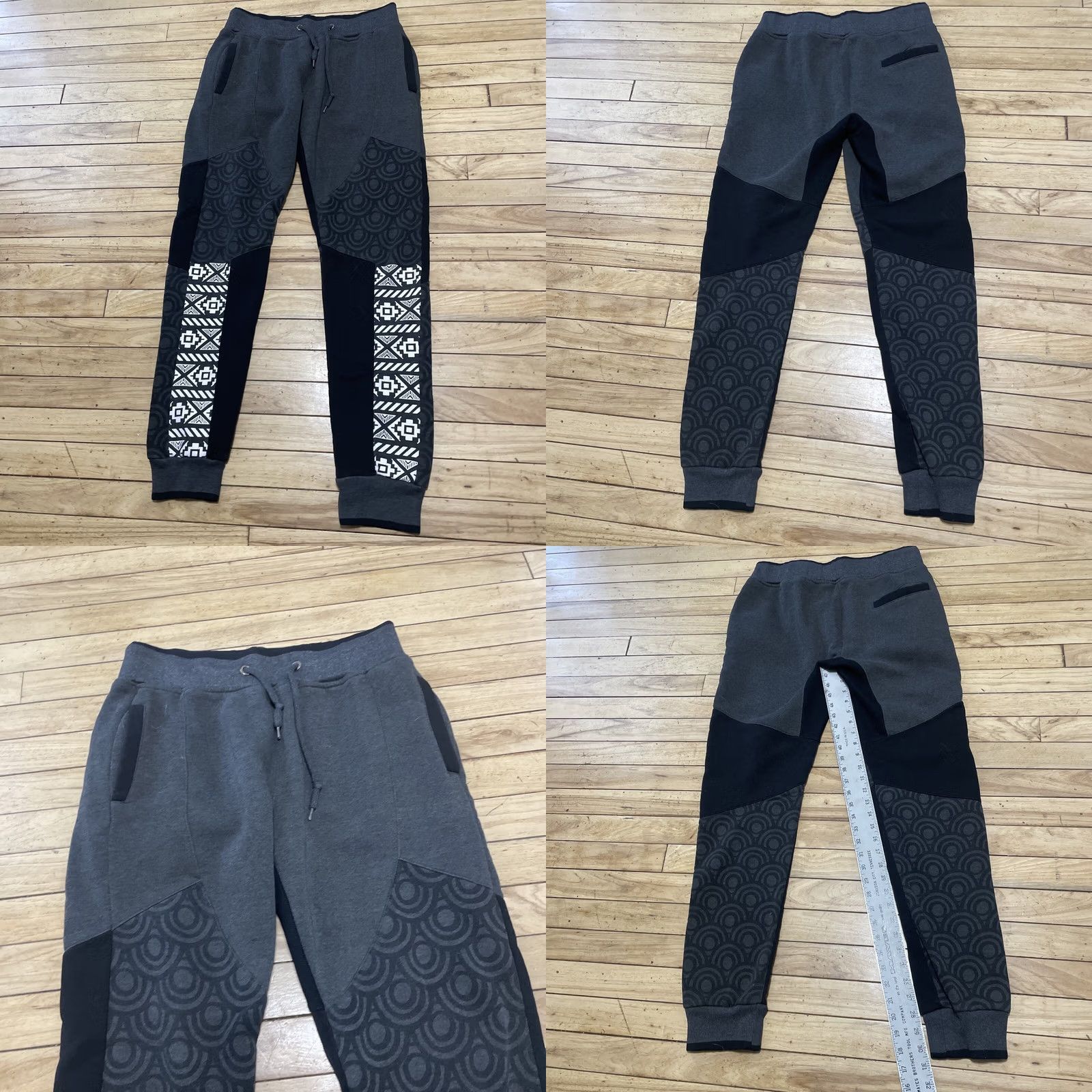 Vintage VINTAGE Fashion Wear Aztec Sweat Pants Men L Black White Tribal Drawstring Taper Joggers Size US 33 - 9 Thumbnail