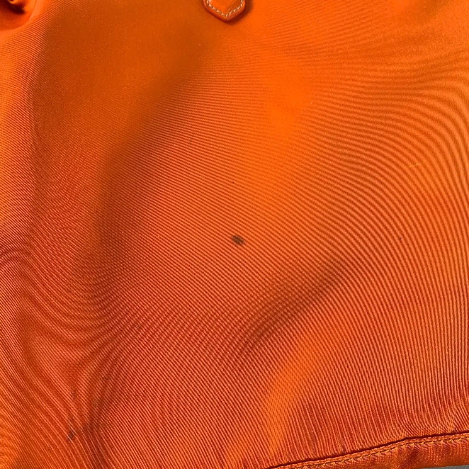 Prada PRADA Orange Gold Saffiano Nylon Leather Trim Tote Handbag Size ONE SIZE - 9 Thumbnail