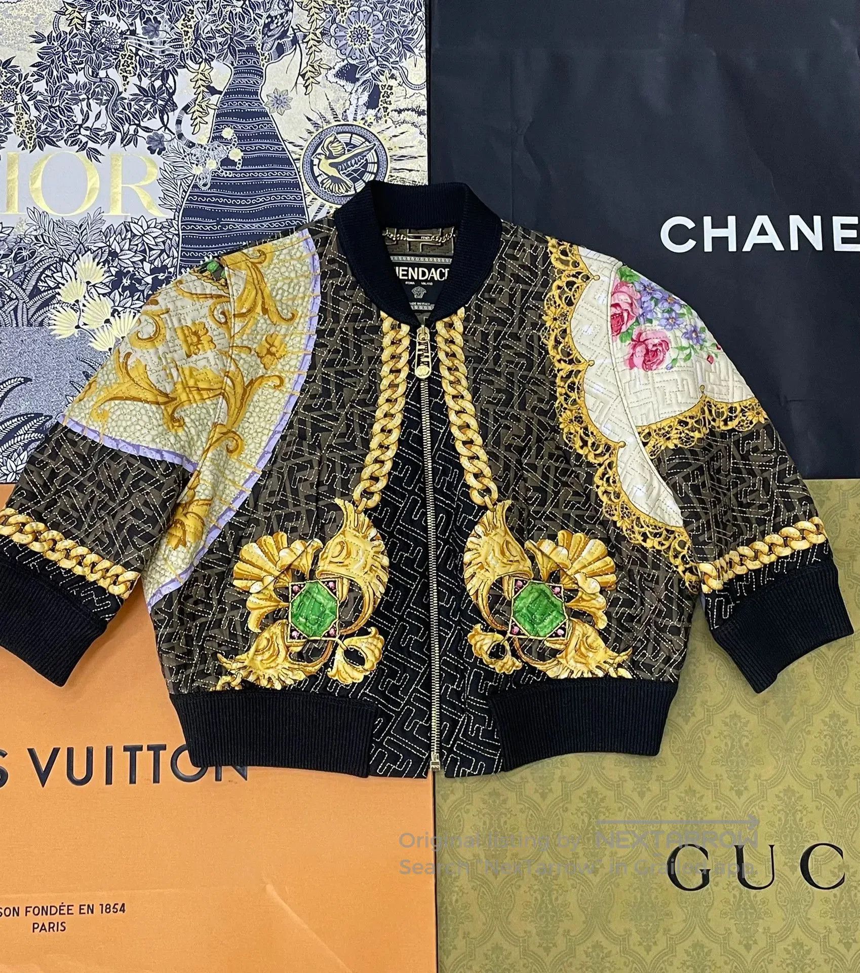 Fendi Fendi Versace Silk Chain Print Zip Jacket. Size S / US 4 / IT 40 - 1 Thumbnail