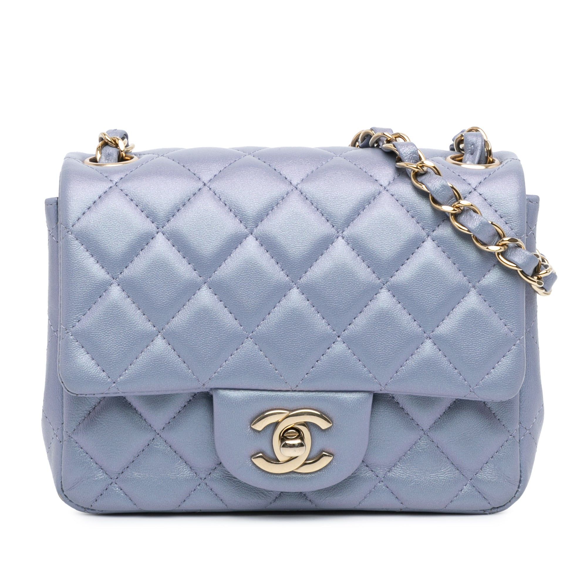 Chanel Chanel Mini Square Classic Lambskin Single Flap Blue Size ONE SIZE - 1 Thumbnail