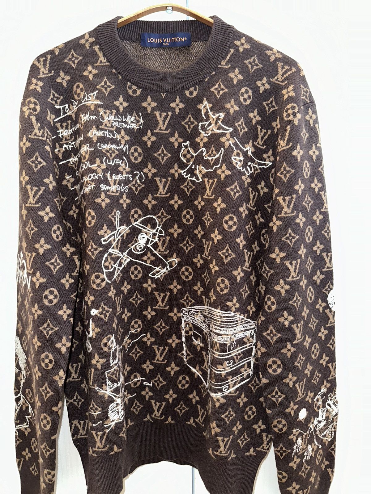 Louis Vuitton FW’23 Monogram Embroidered Wool Crewneck