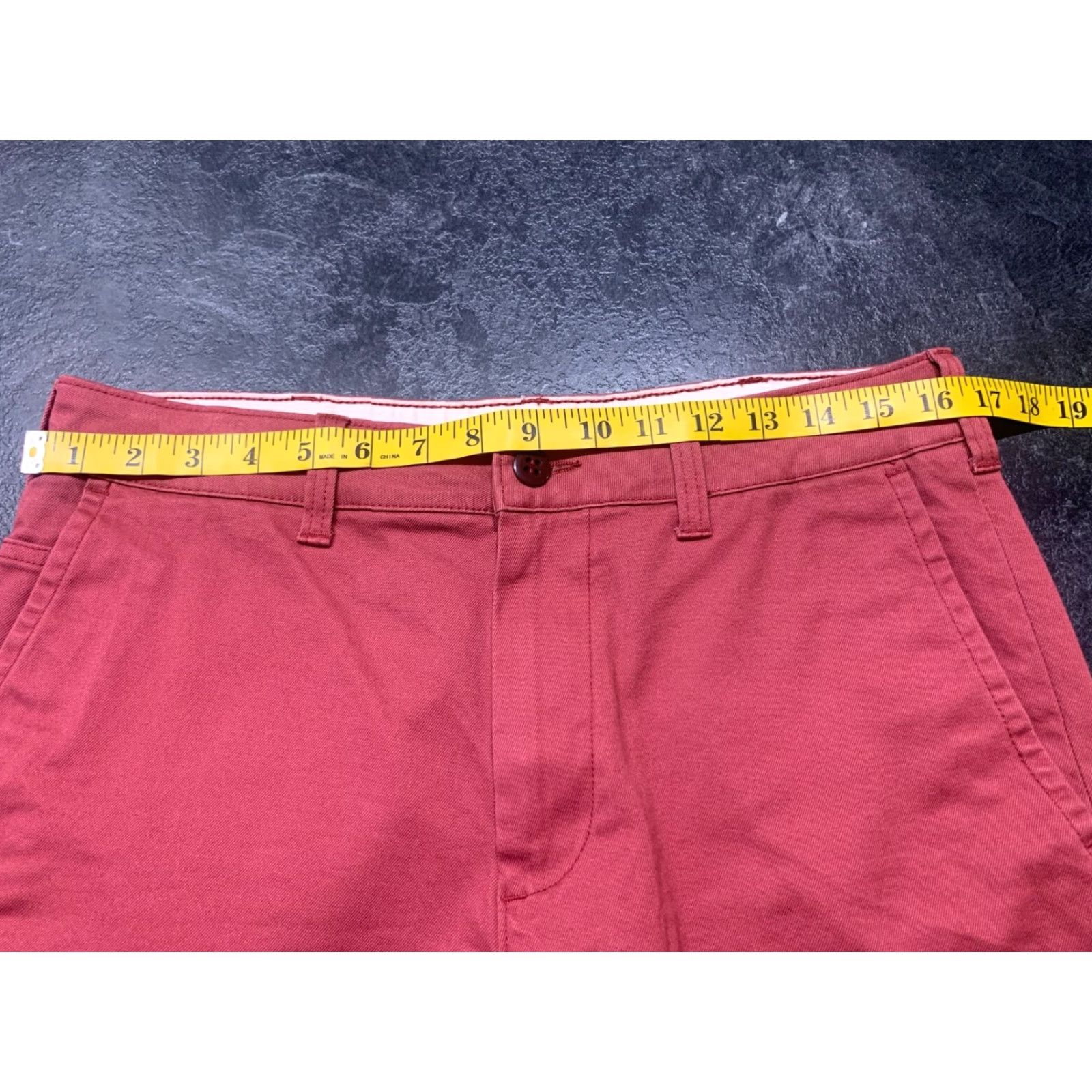 American Eagle Outfitters American Eagle Slim Fit Chino Shorts Men Size 31 Brick Red Cotton Elastane Flat Front Casual 31 Mens Regular Shorts Size US 31 - 7 Thumbnail