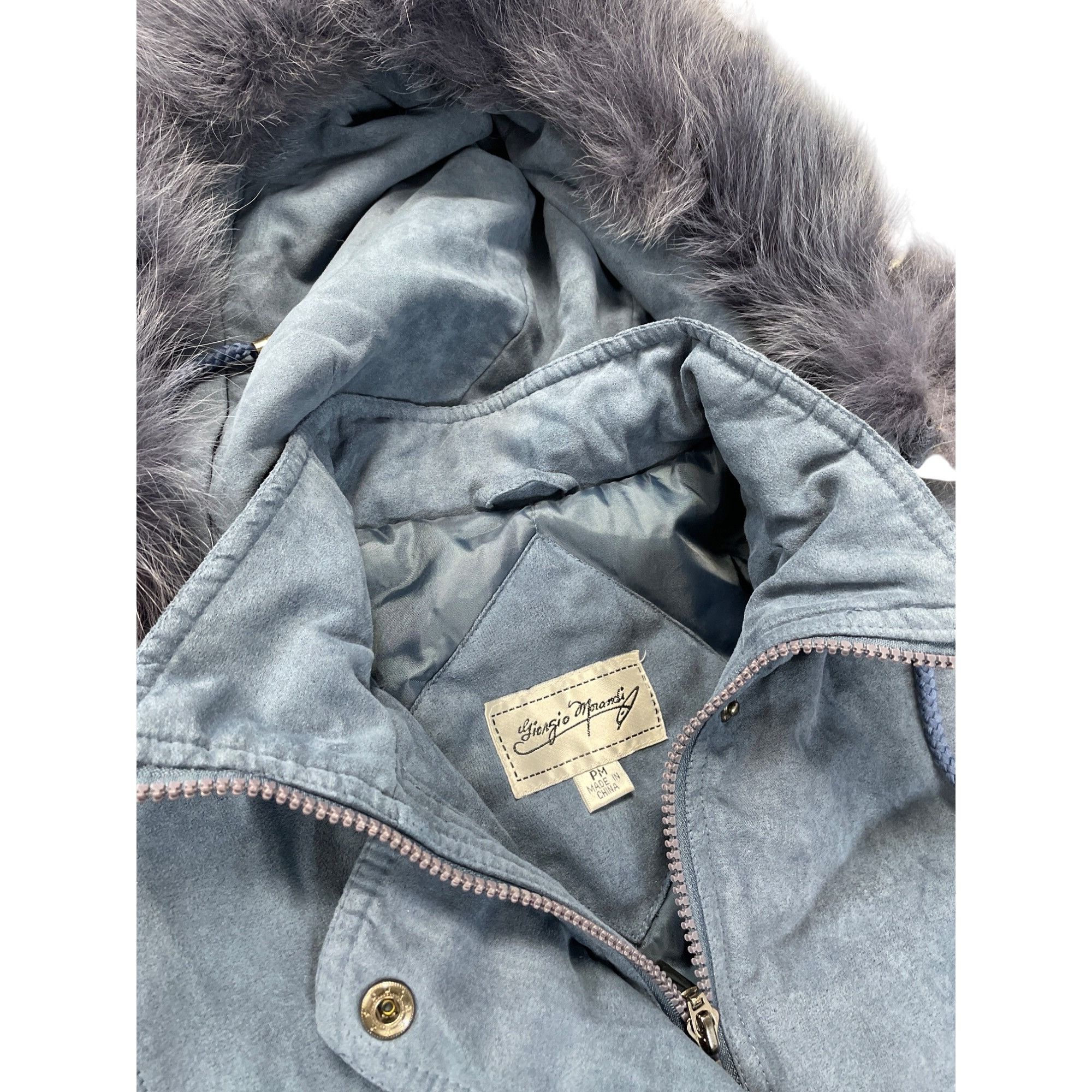 Giorgio Armani Vintage Giorgio Armani Womens blue Faux Fur Hood Parka coat Size XXS / US 00 / IT 34 - 6 Thumbnail