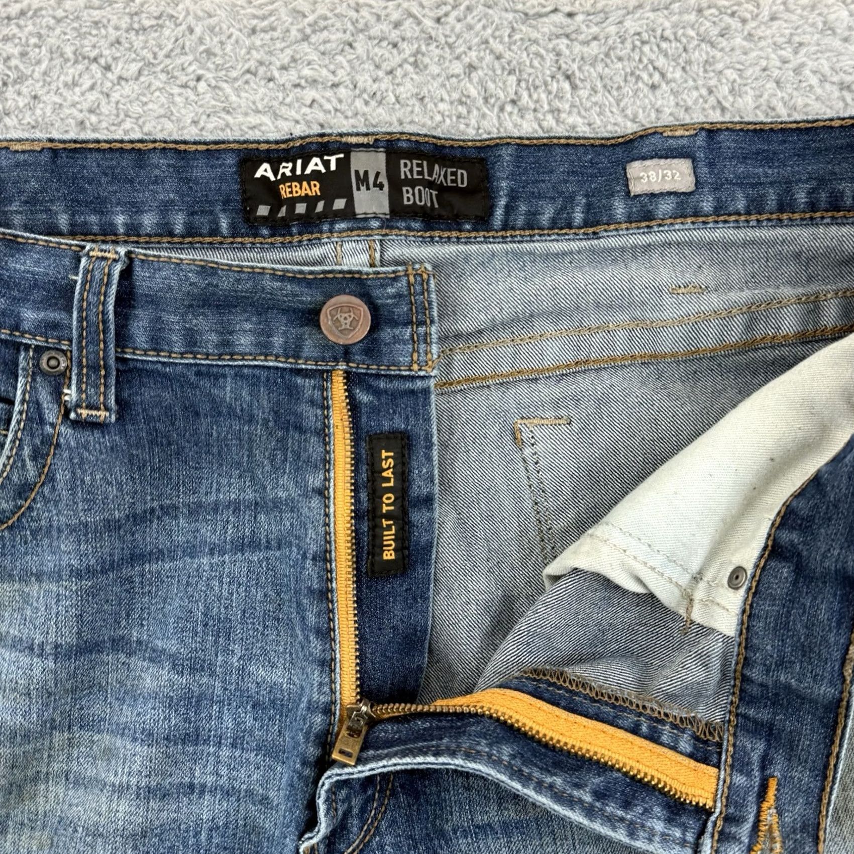 Ariat Ariat Jeans Mens 38x32 Blue Bootcut Low Rise Stretch Denim 5-Pocket Distressed Size US 38 / EU 54 - 4 Thumbnail