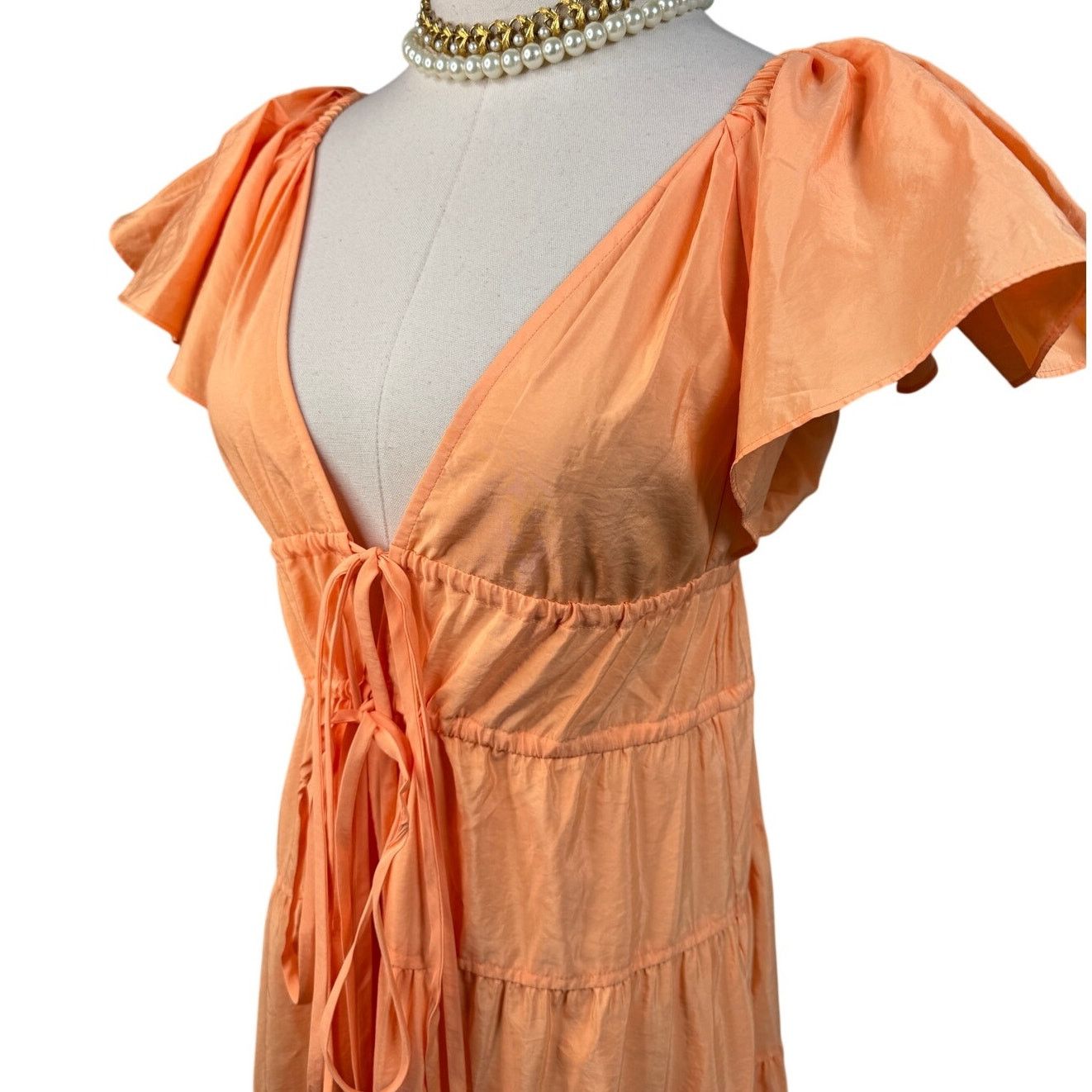A.L.C. ALC Luca maxi dress nectar orange tiered v-neck size 0 Size XS / US 0-2 / IT 36-38 - 7 Thumbnail