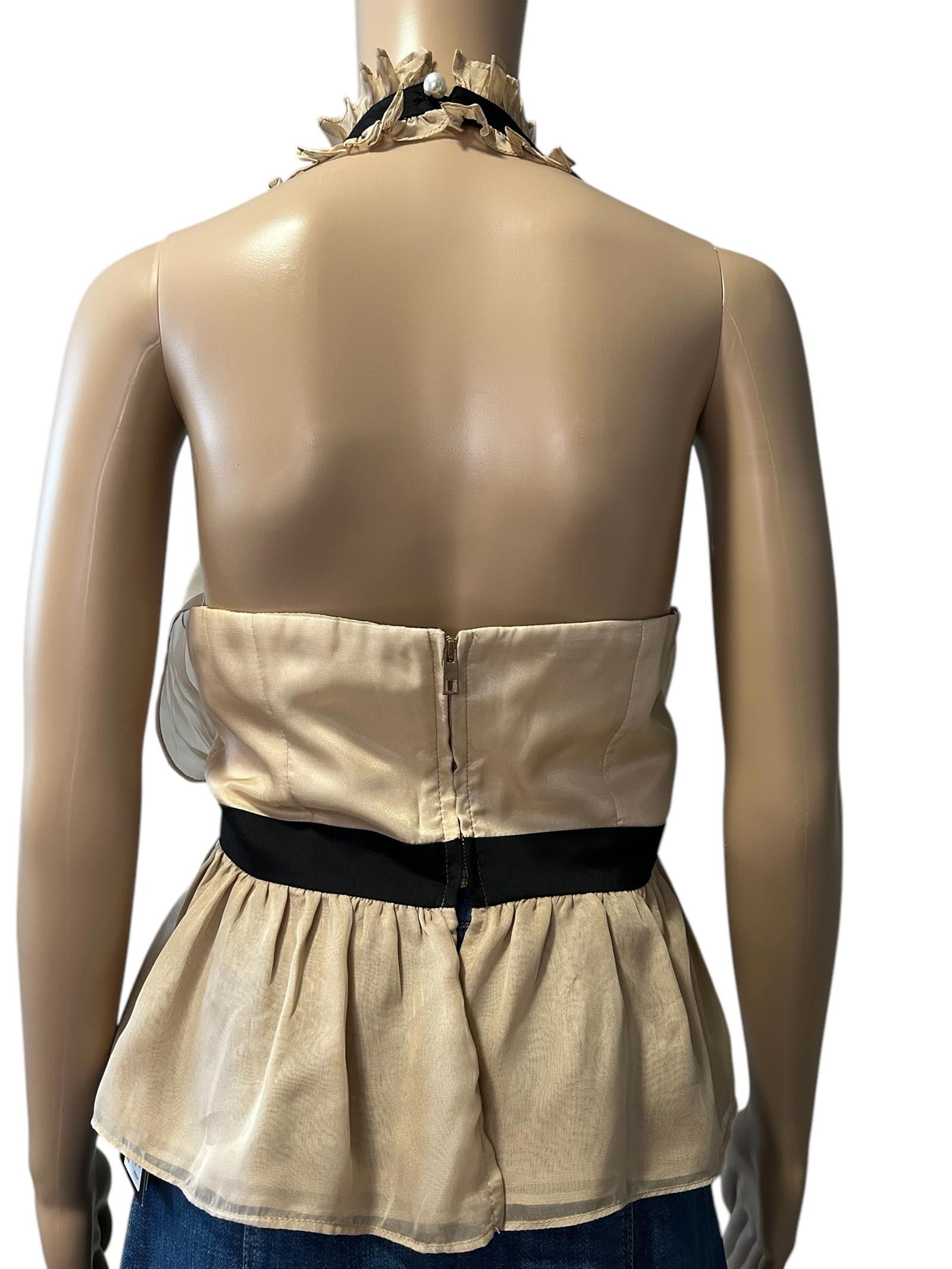 Designer Chic Ruffled Halter Neck Top - Elegant Peplum Design Size M / US 6-8 / IT 42-44 - 4 Thumbnail