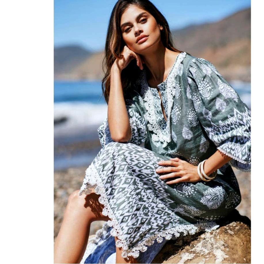 New Anthropologie Somi Javi Tunic Dress $395 SMALL Midi Boho
