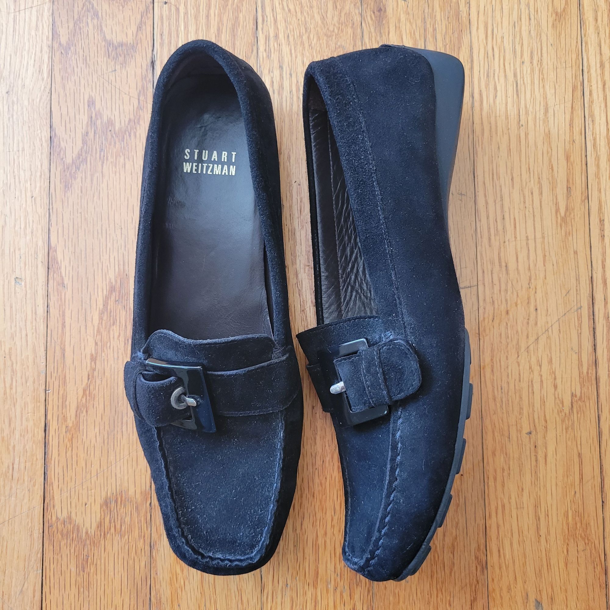 Stuart Weitzman Stuart Weitzman 6.5M Black Suede Leather Square Toe Buckle A Size US 6.5 / IT 36.5 - 1 Thumbnail
