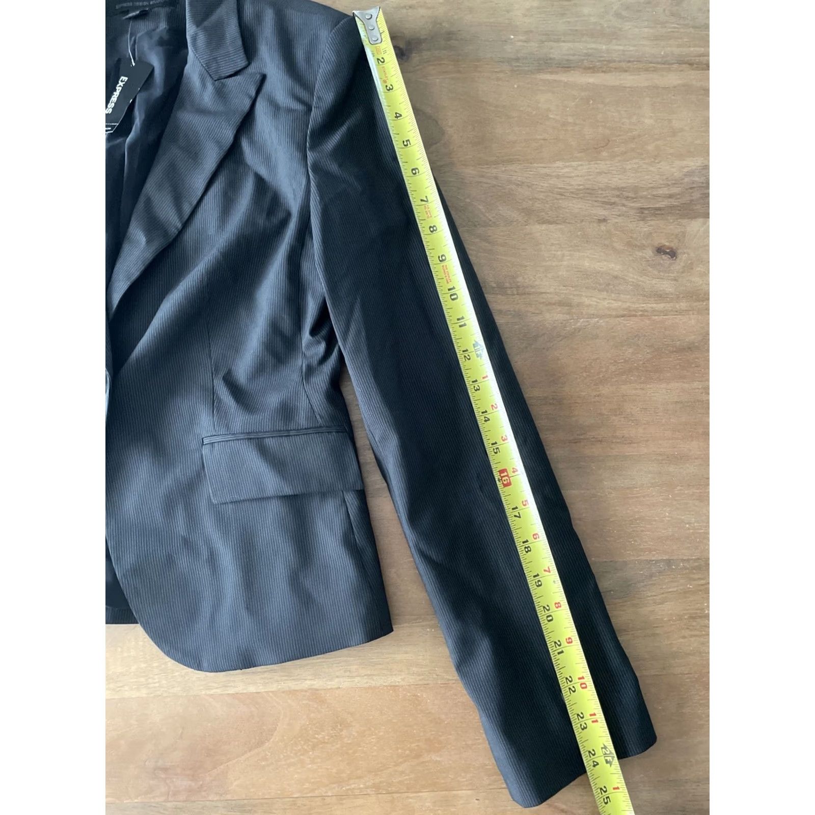 Express VINTAGE Express Design Studio Blazer Womens Size 2 Black Pinstripe Office Jacket Suit Coat Size XS / US 0-2 / IT 36-38 - 6 Thumbnail