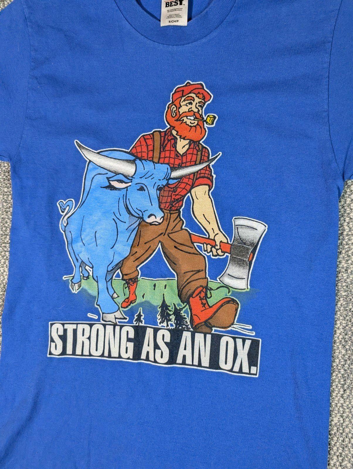 Fruit Of The Loom 90s Strong As An OX Blue Small Fruit Of The Loom Shirt Size US S / EU 44-46 / 1 - 3 Thumbnail