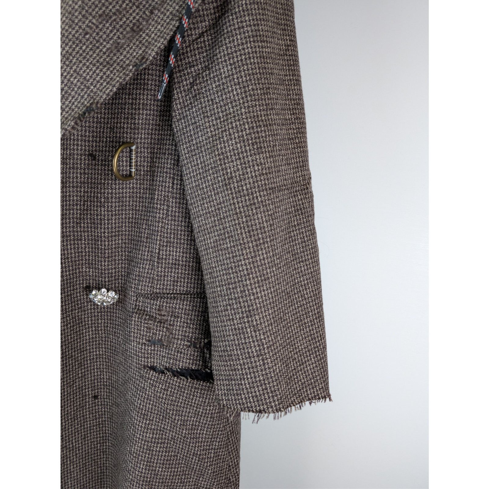 Balenciaga o1rshd1 CCRAB Heather Wool Houndstooth Coat in Coffee/Beige Size XS / US 0-2 / IT 36-38 - 3 Thumbnail