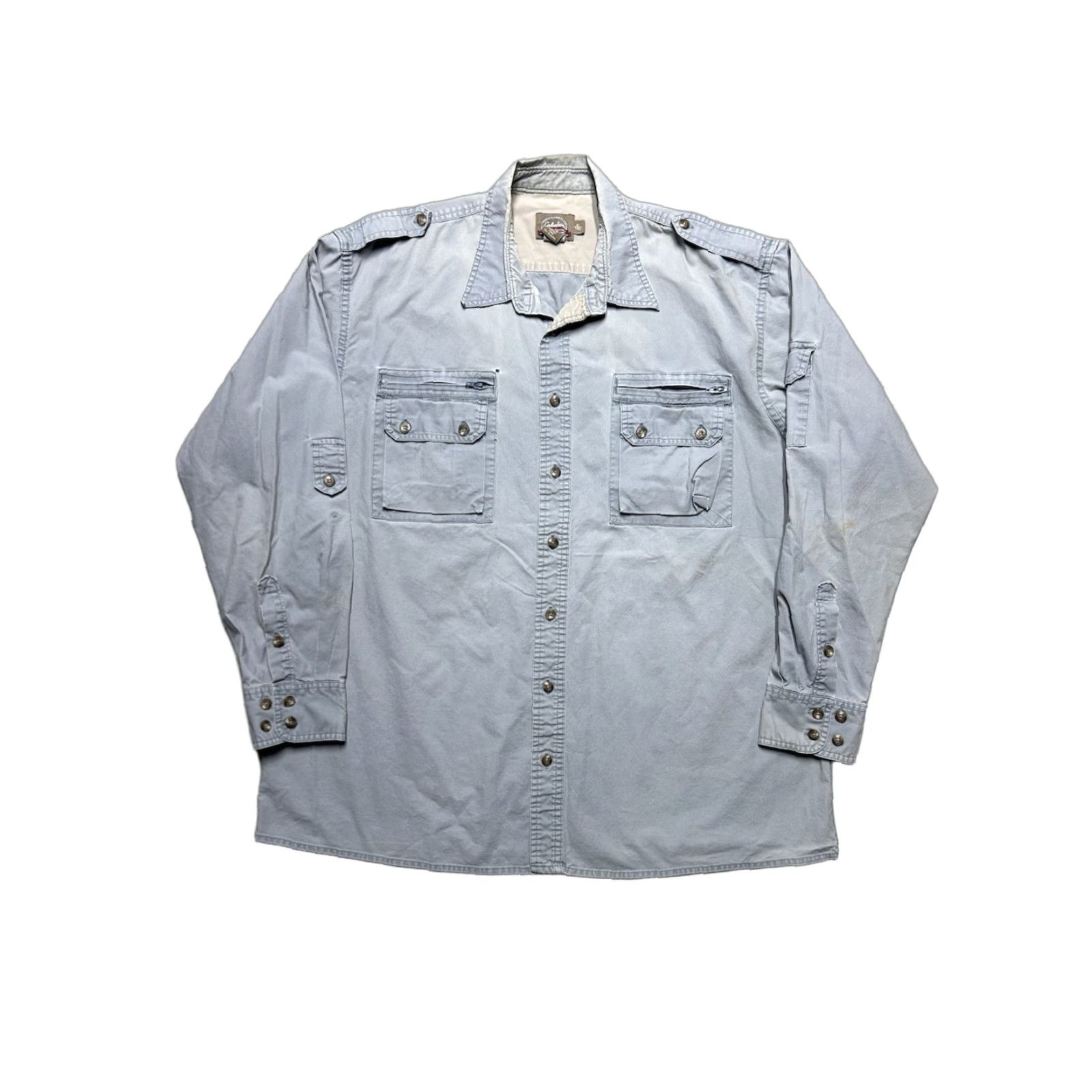 Vintage VINTAGE Cabela's Button-Up Shirt Long Sleeve Shirt Men XL Blue Cotton Fishing Safari Hiking Tall Time Theme Fish Size US XL / EU 56 / 4 - 1 Thumbnail