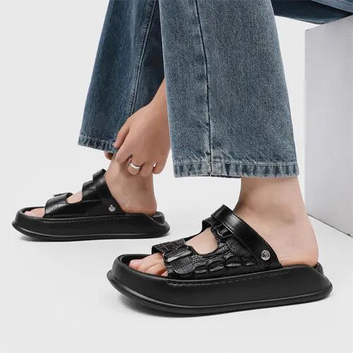 Other Stylish Black Crocodile Pattern Sandals Size US 9 / EU 42 - 4 Thumbnail