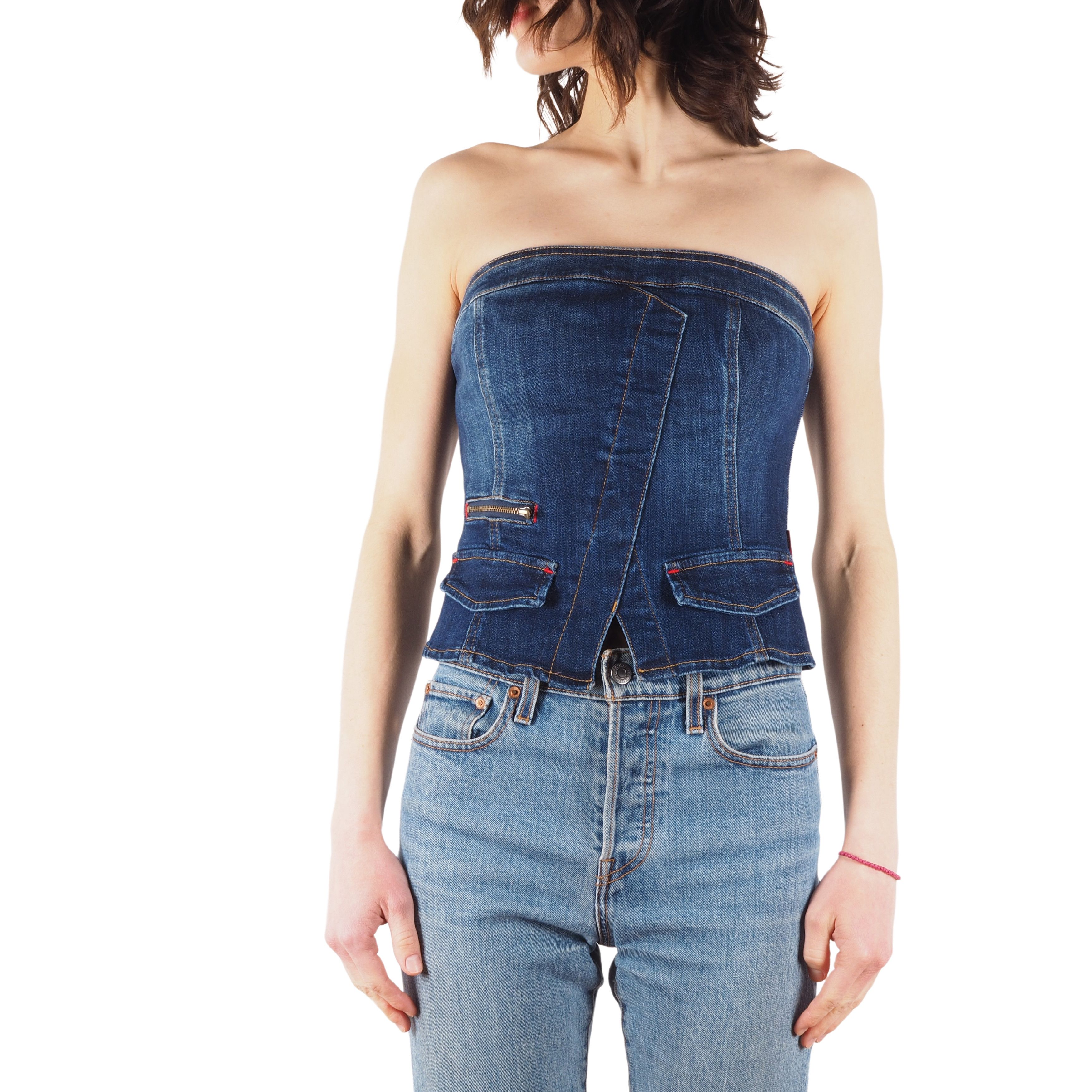 Miss Sixty Vintage Women's Blue Denim Corset Top