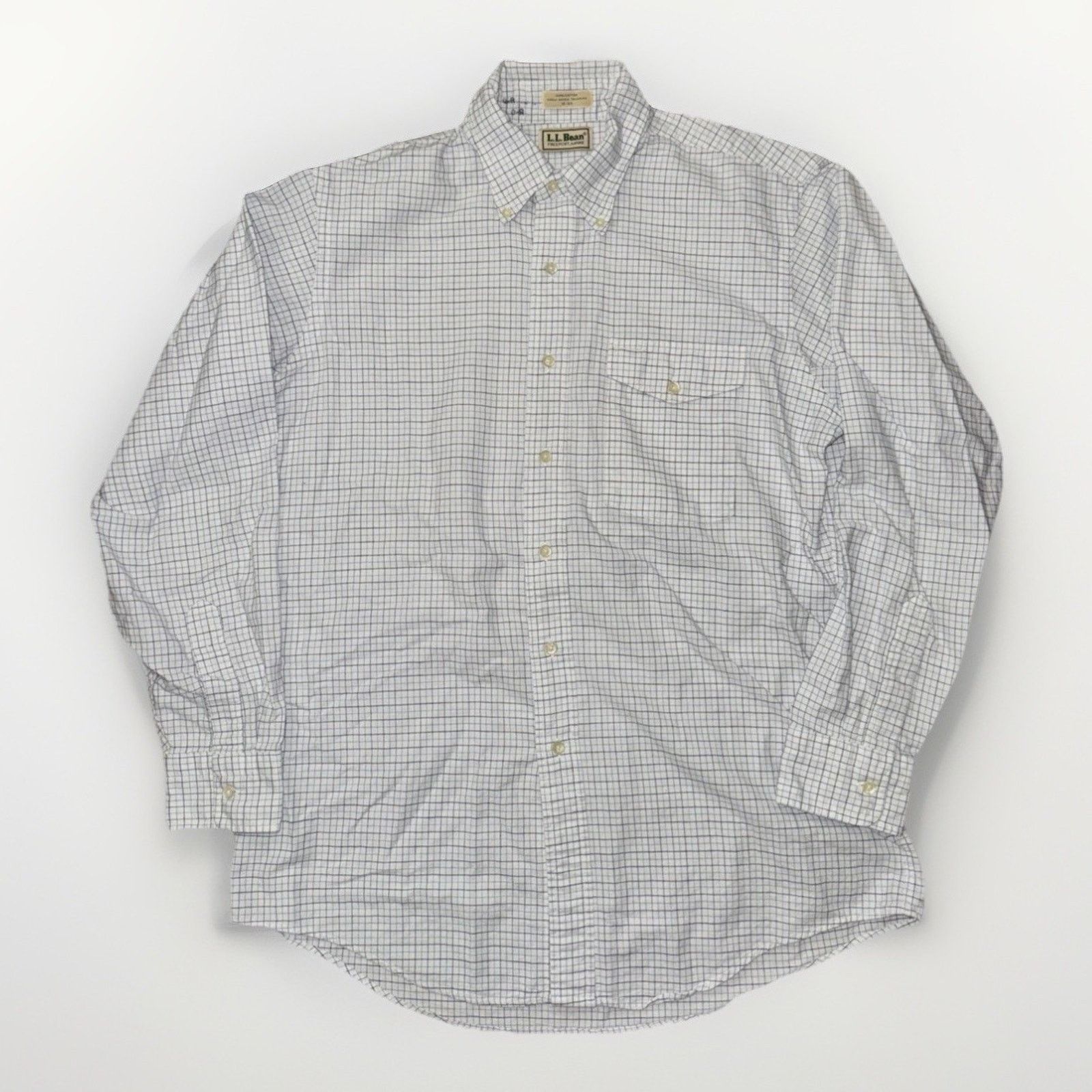 L.L. Bean × Vintage L.L. Bean Button Down Shirt Large 23x30 Blue Grid Check Size US XL / EU 56 / 4 - 1 Thumbnail