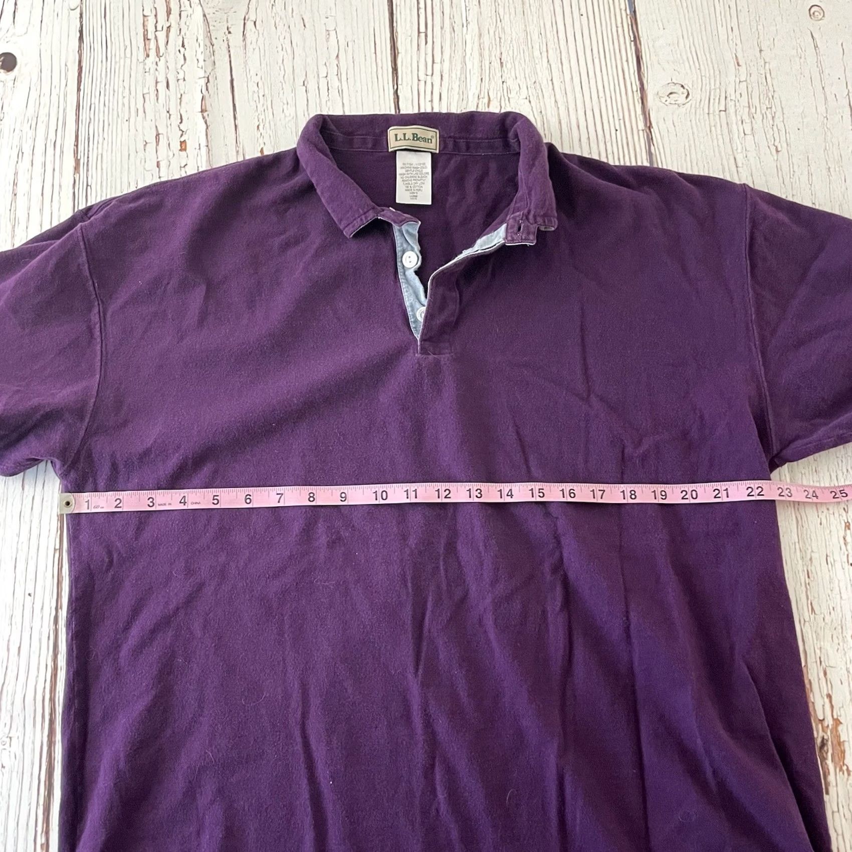 Vintage VINTAGE L.L. Bean Short Sleeve Button Front Polo Shirt Men's Large Purple Size US L / EU 52-54 / 3 - 3 Thumbnail