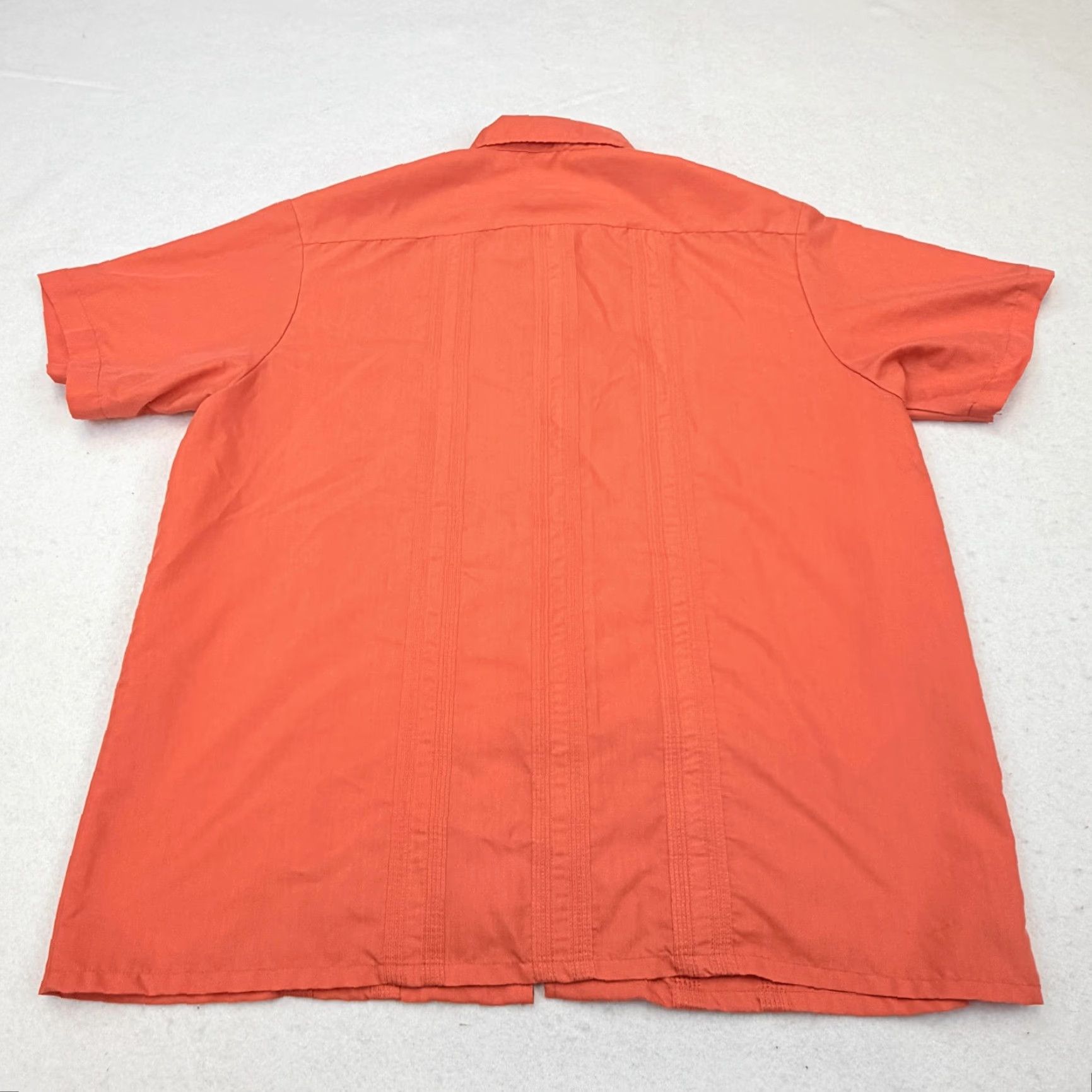 Haband Haband Guayabera Shirt Mens 3XL Orange Embroidered Zip Front Short Sleeve Cuban Size US XXL / EU 58 / 5 - 5 Thumbnail