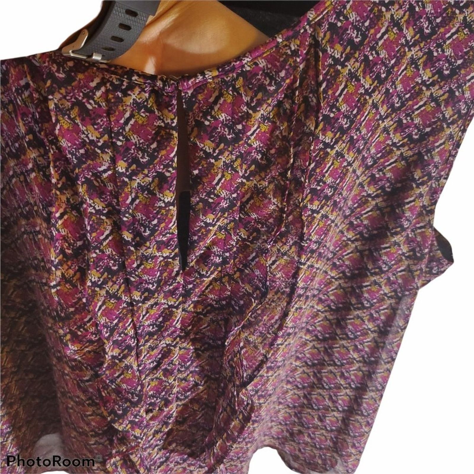 Ann Taylor Ann Taylor Loft | Modern Print Tank Top with Ruffles Size L / US 10 / IT 46 - 3 Thumbnail